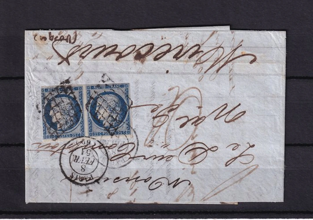 France 1851 - Value: €7,500, rare CAD type 15 cancellation on a pair