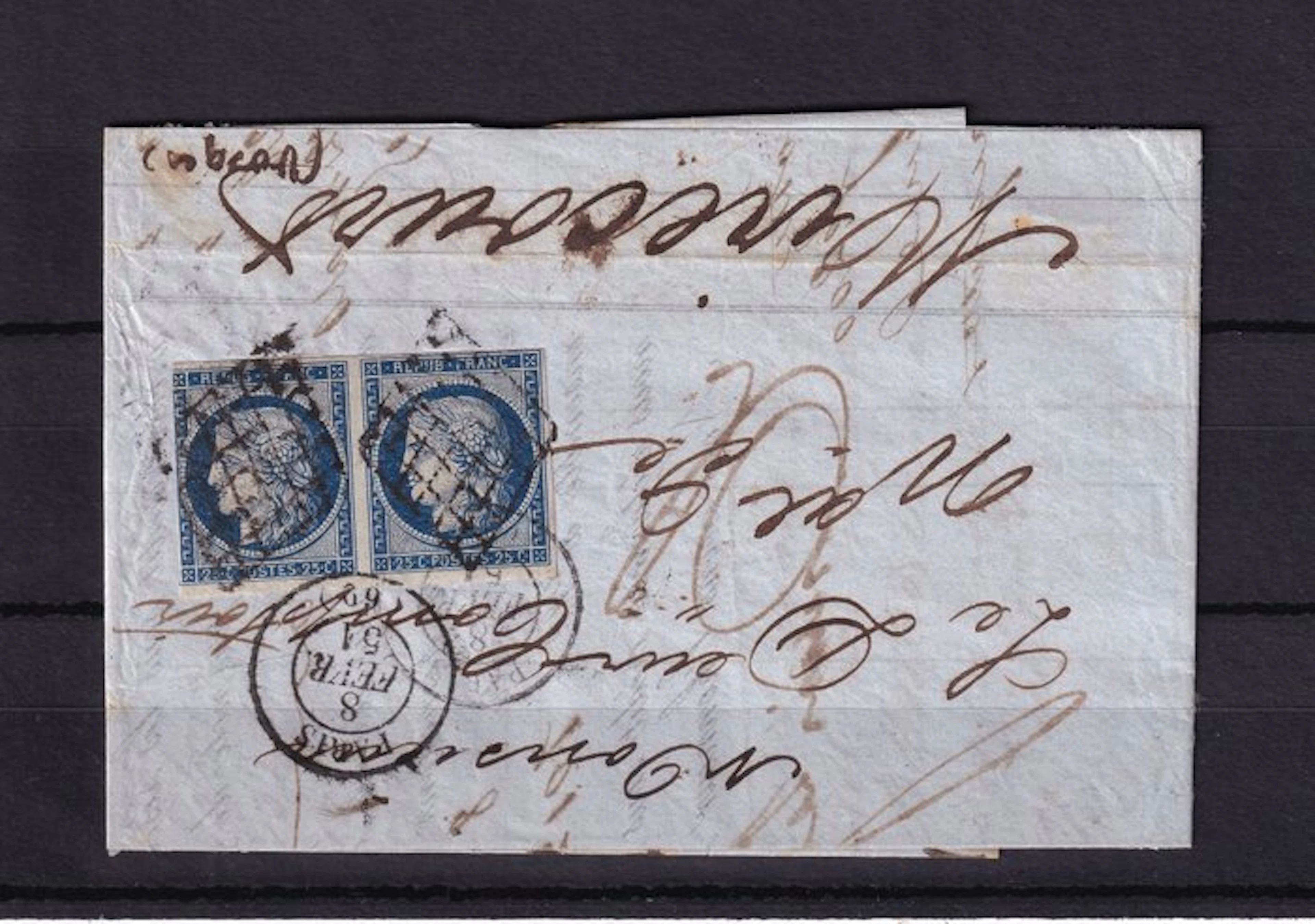 France 1851 - Value: €7,500, rare CAD type 15 cancellation on a pair