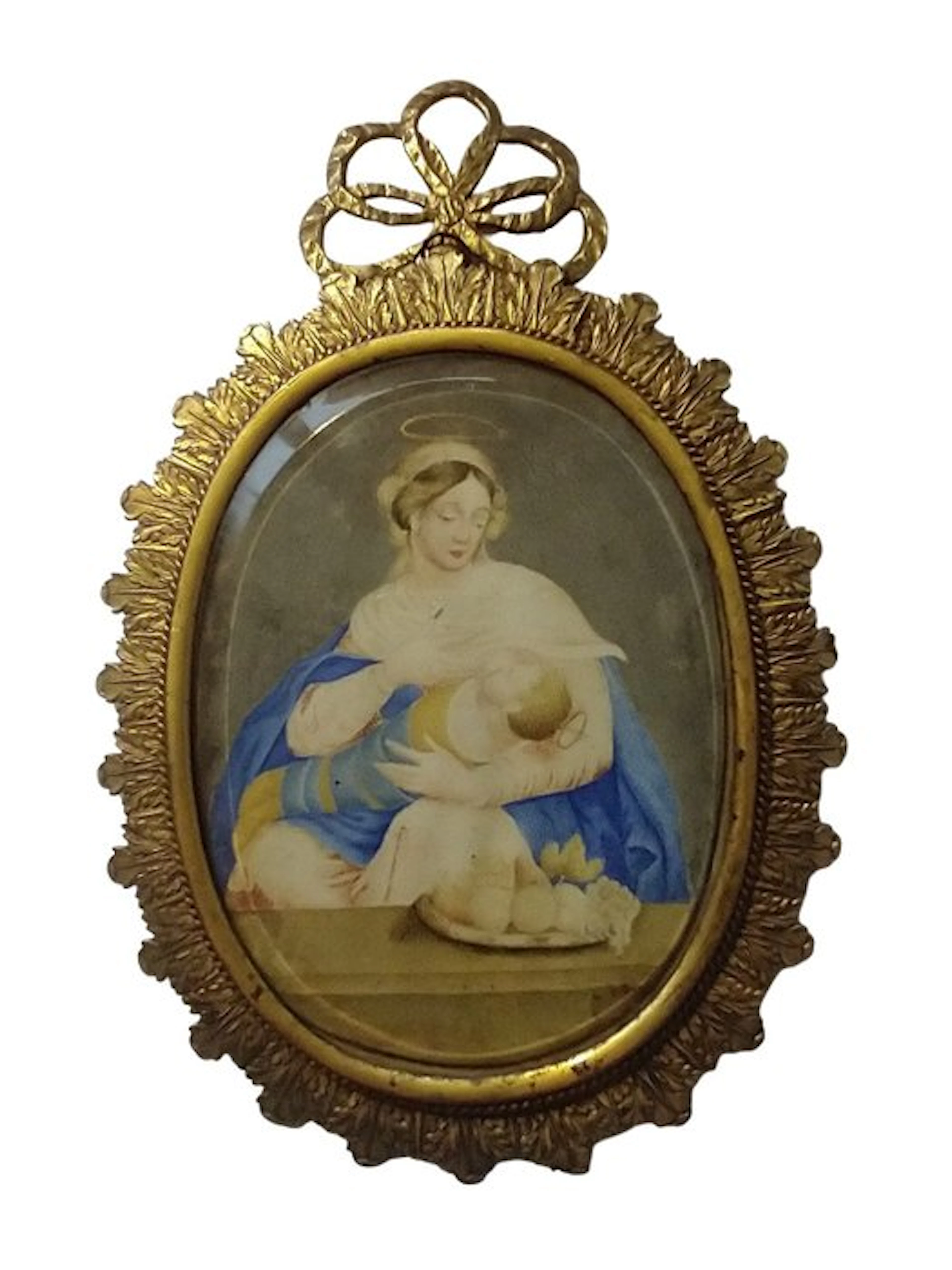 Mother Mary with Jezus and fruitbasket - Plaquette...