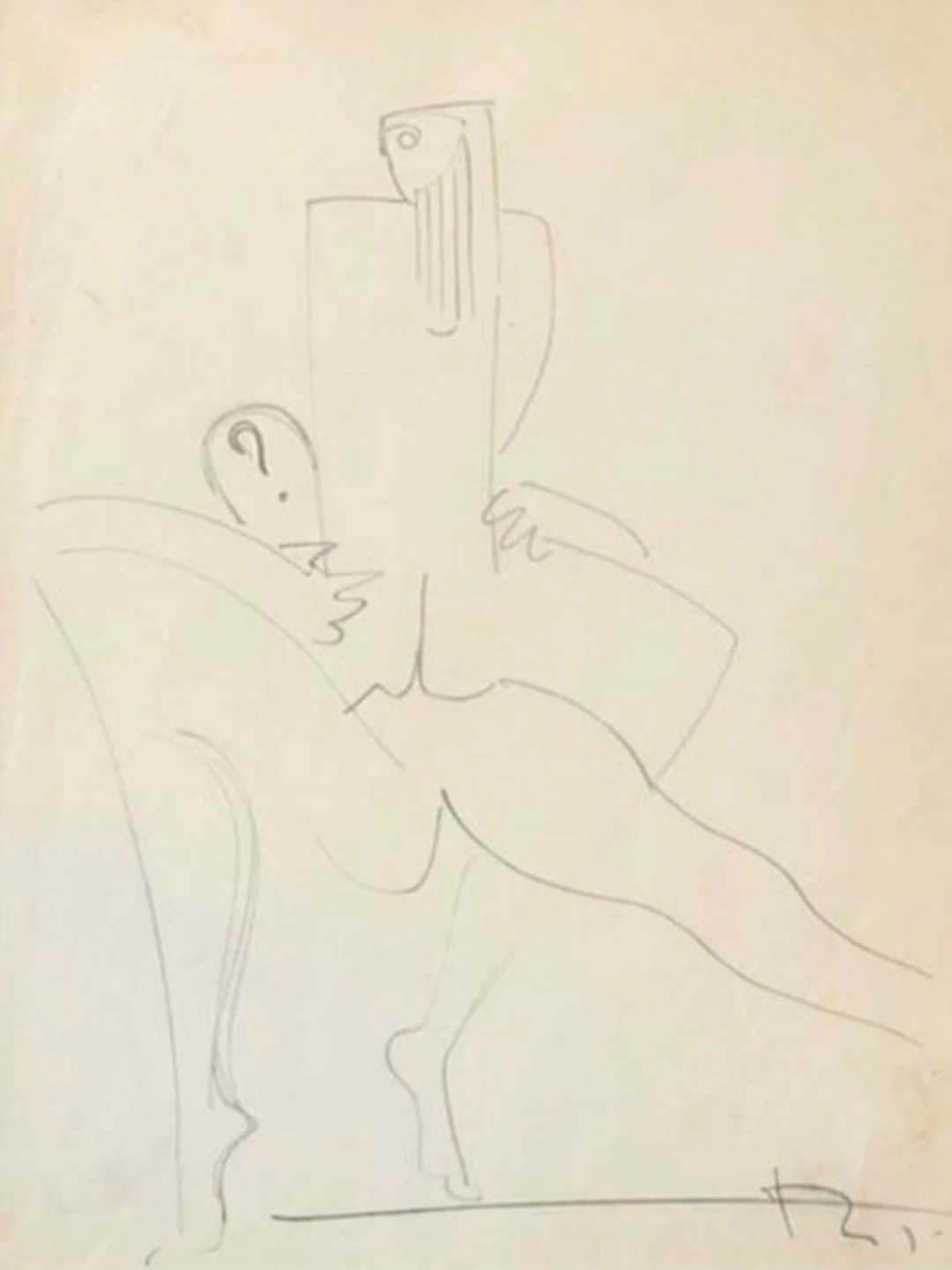 Renzo Bergamo (1934-2004) - Studio di figura/Nudo stilizzato
