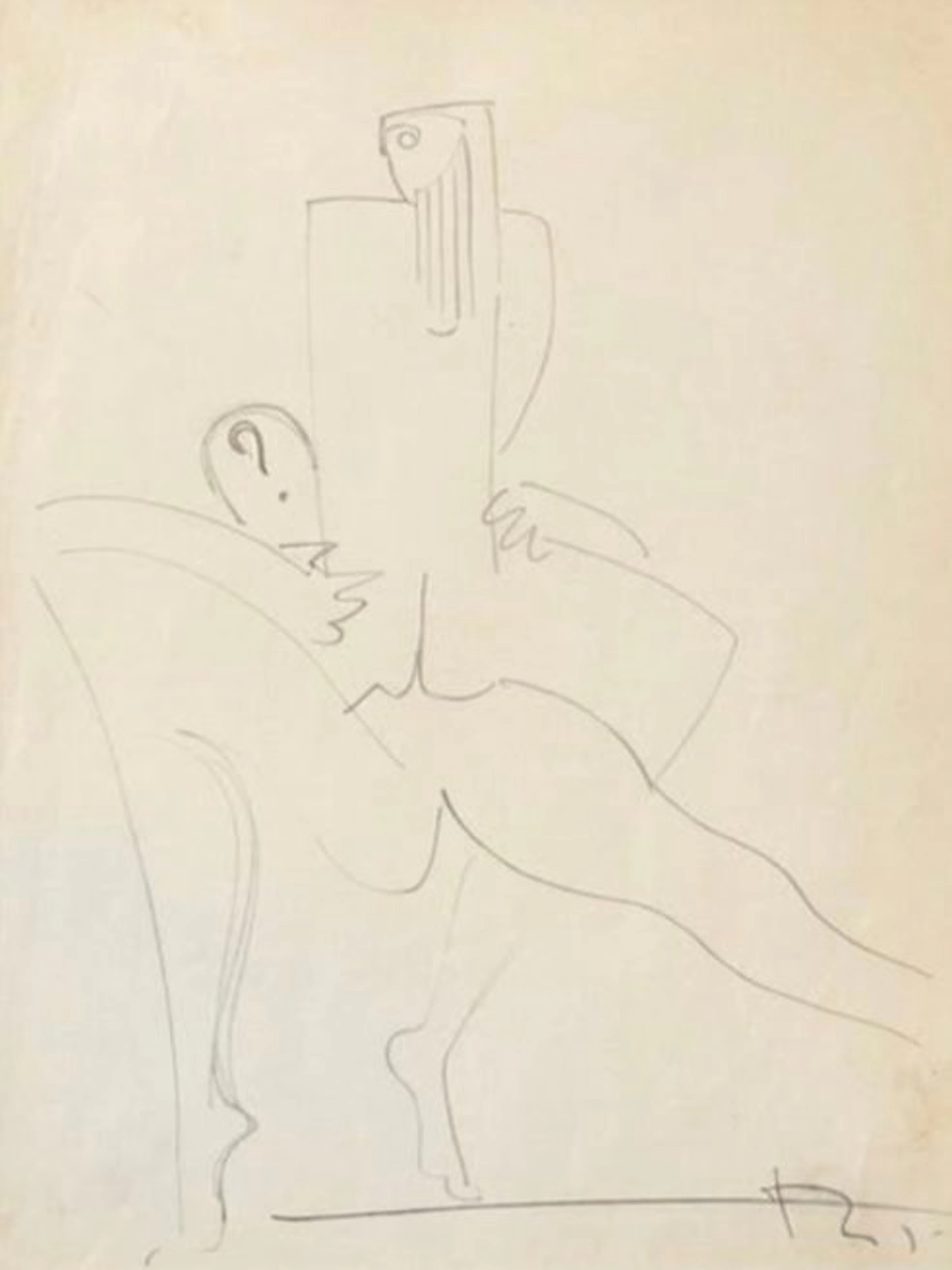 Renzo Bergamo (1934-2004) - Studio di figura/Nudo stilizzato