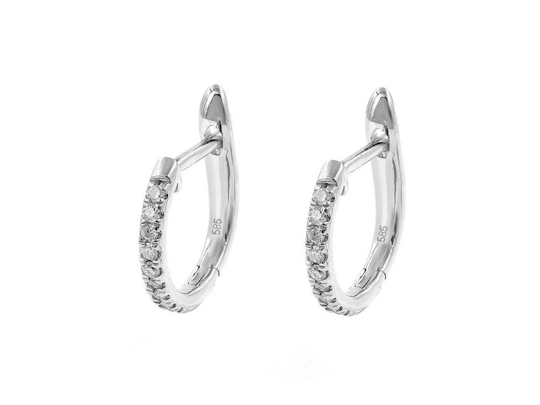 No reserve price - Earrings - 14 kt. White gold - 0.10ct. tw. Diamond (Natural)