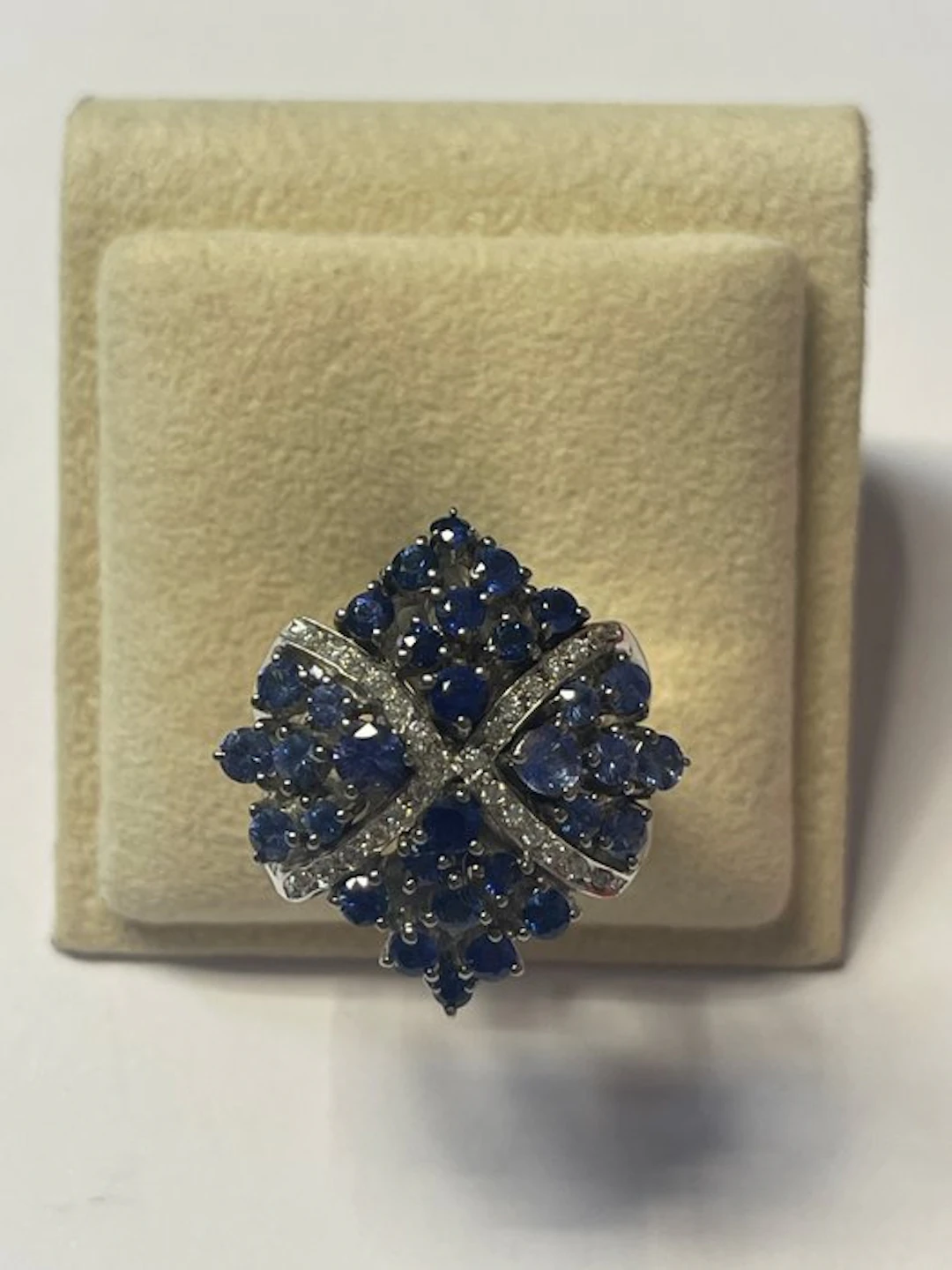 Ring - 18 kt. White gold Sapphire - Diamond