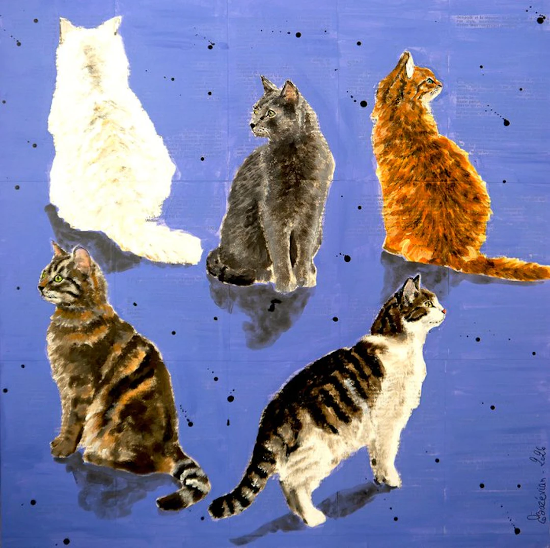 Bazévian DelaCapucinière - Mini Cats Gang - READY TO HANG - Handpainted