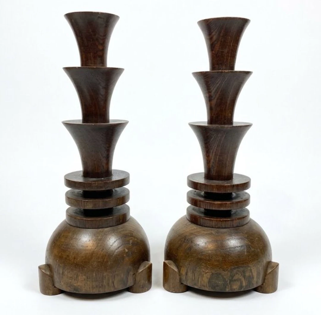 Candlestick (2) - Wood - Amsterdam School