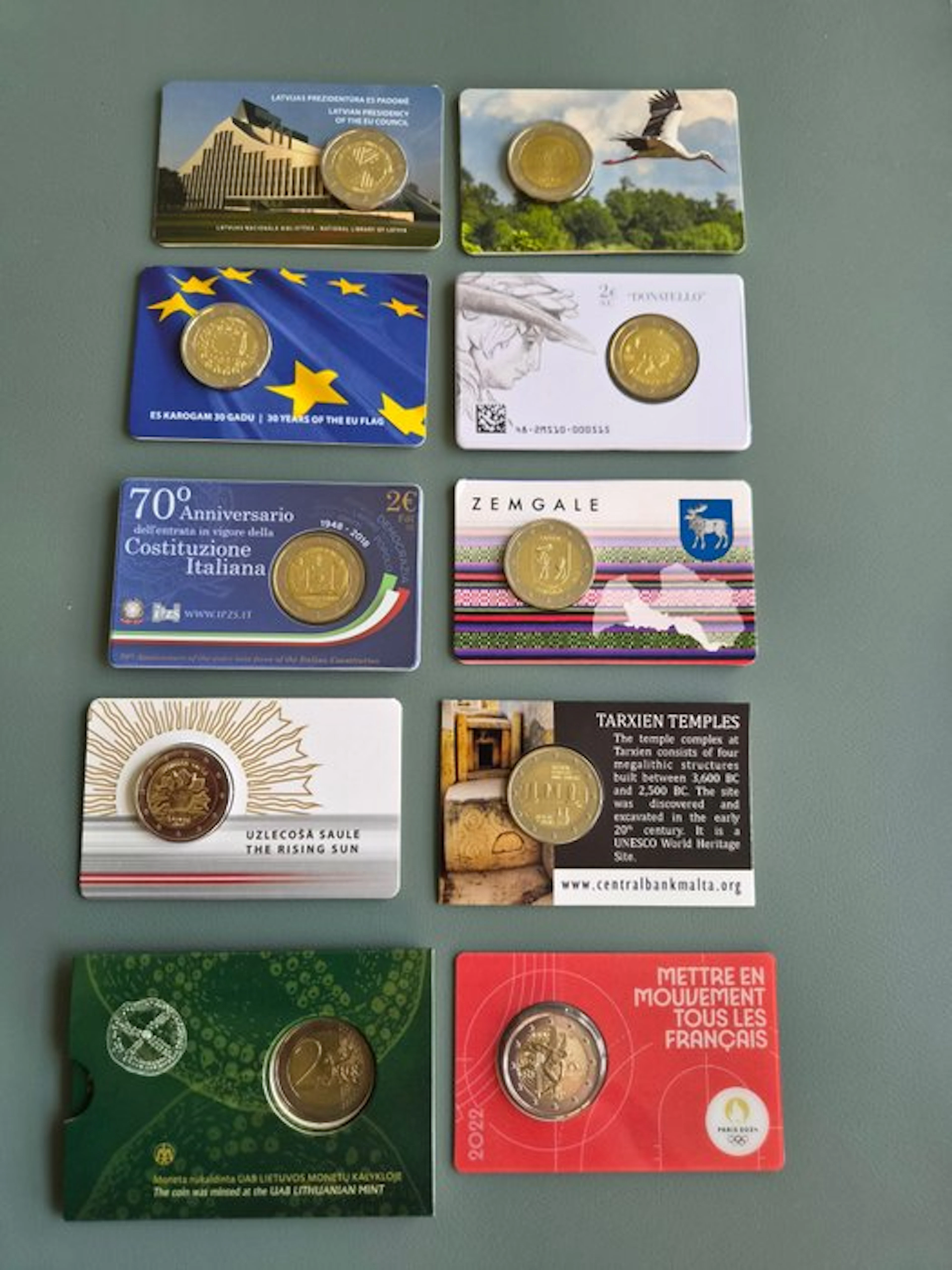Europe. 2 Euro 2015/2022 (10 coincards) (No reserve price)