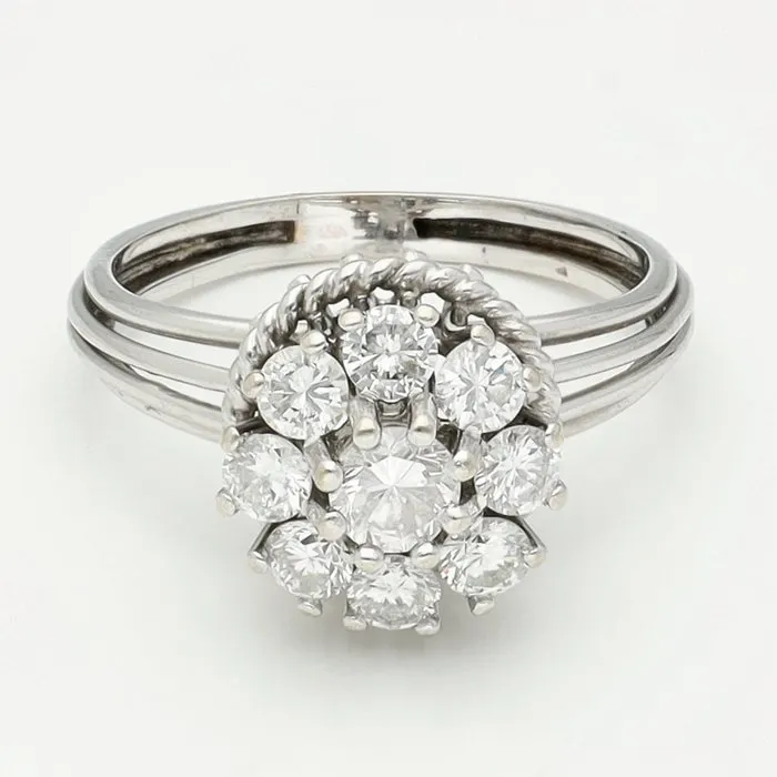Ring - 18 kt. White gold - 0.99ct. tw. Diamond (Natural)