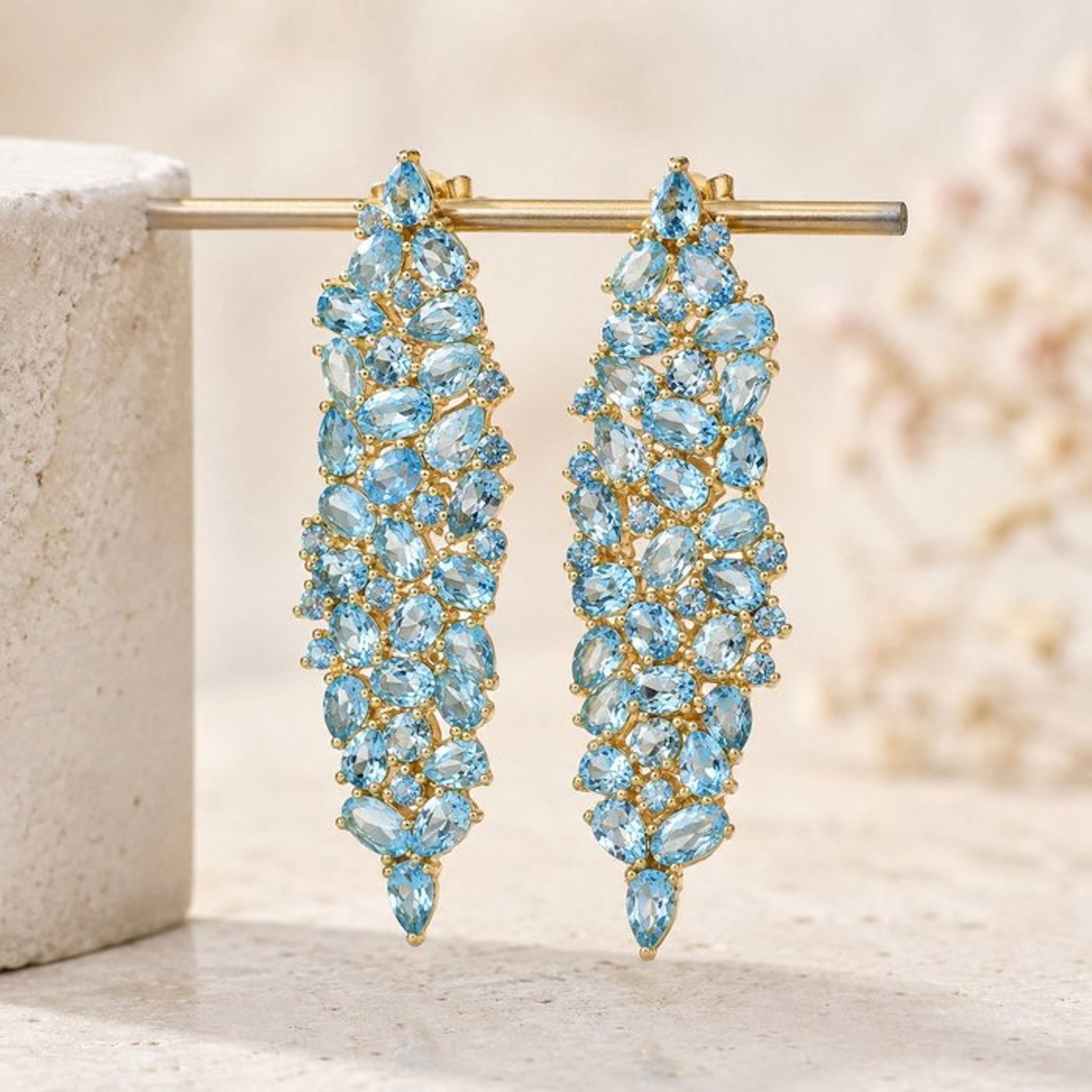 No reserve price - Earrings Silver - Topaz - Certified