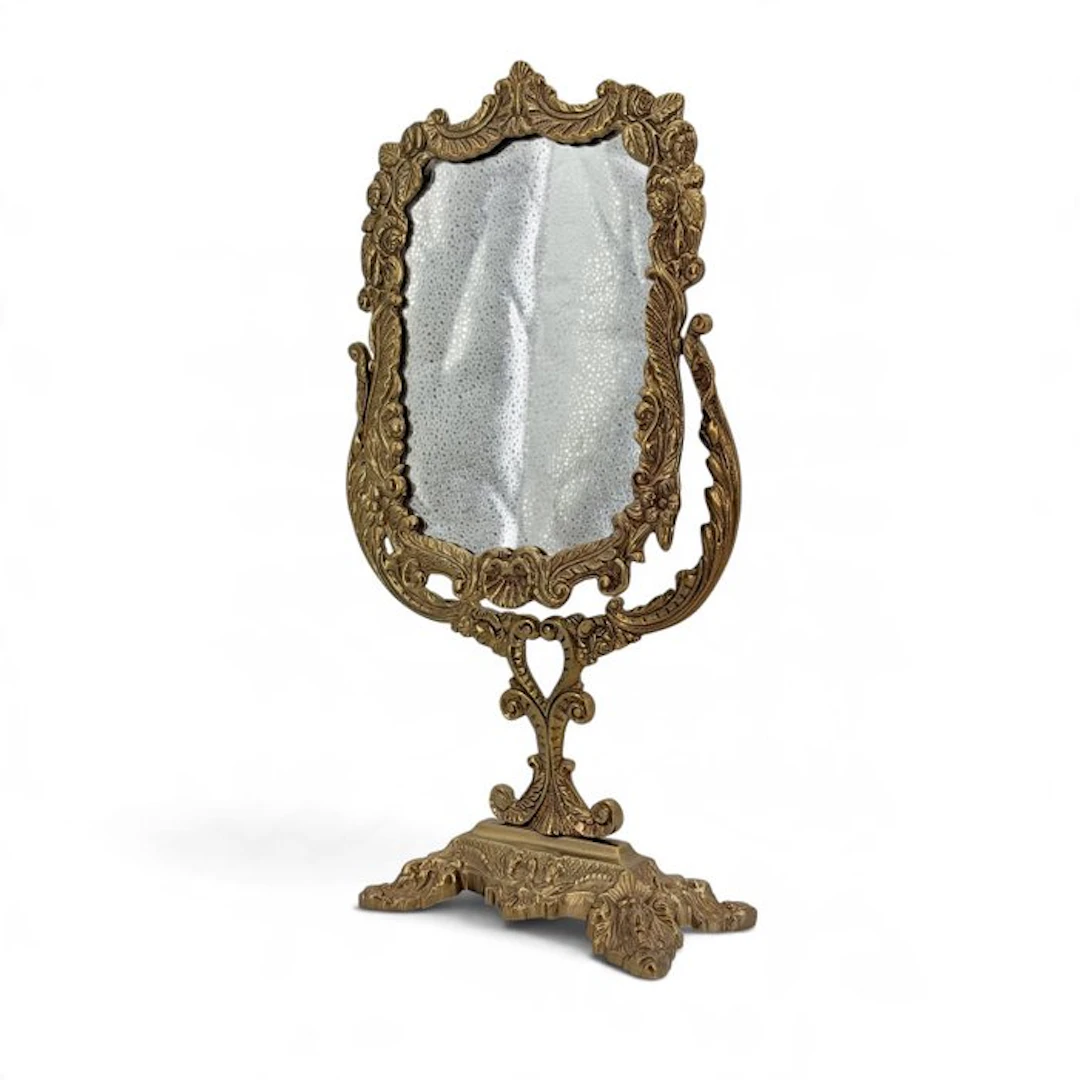 Table mirror- Napoleon III - Bronze - Relief of Lions