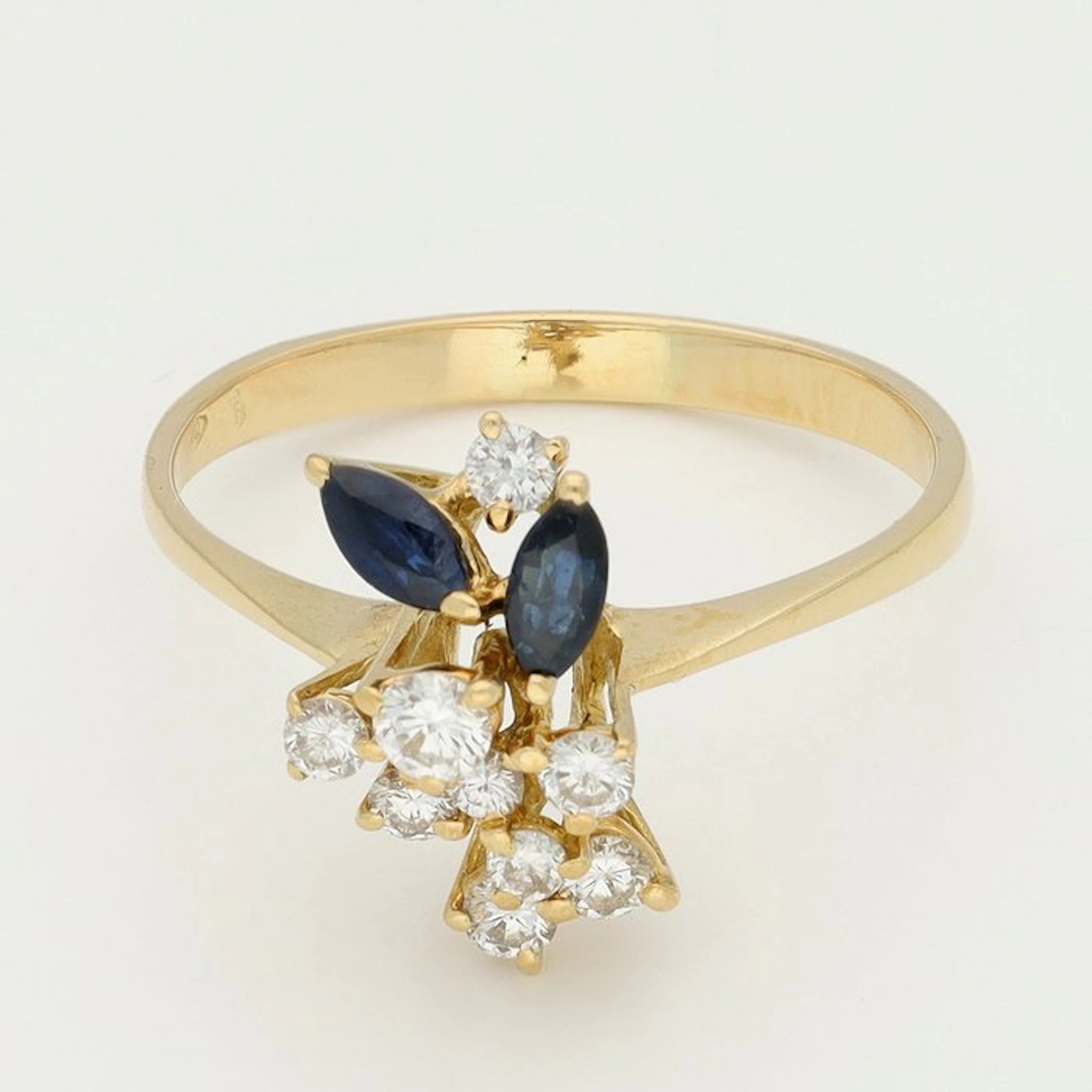 Ring - 18 kt. Yellow gold - Diamond - Sapphire
