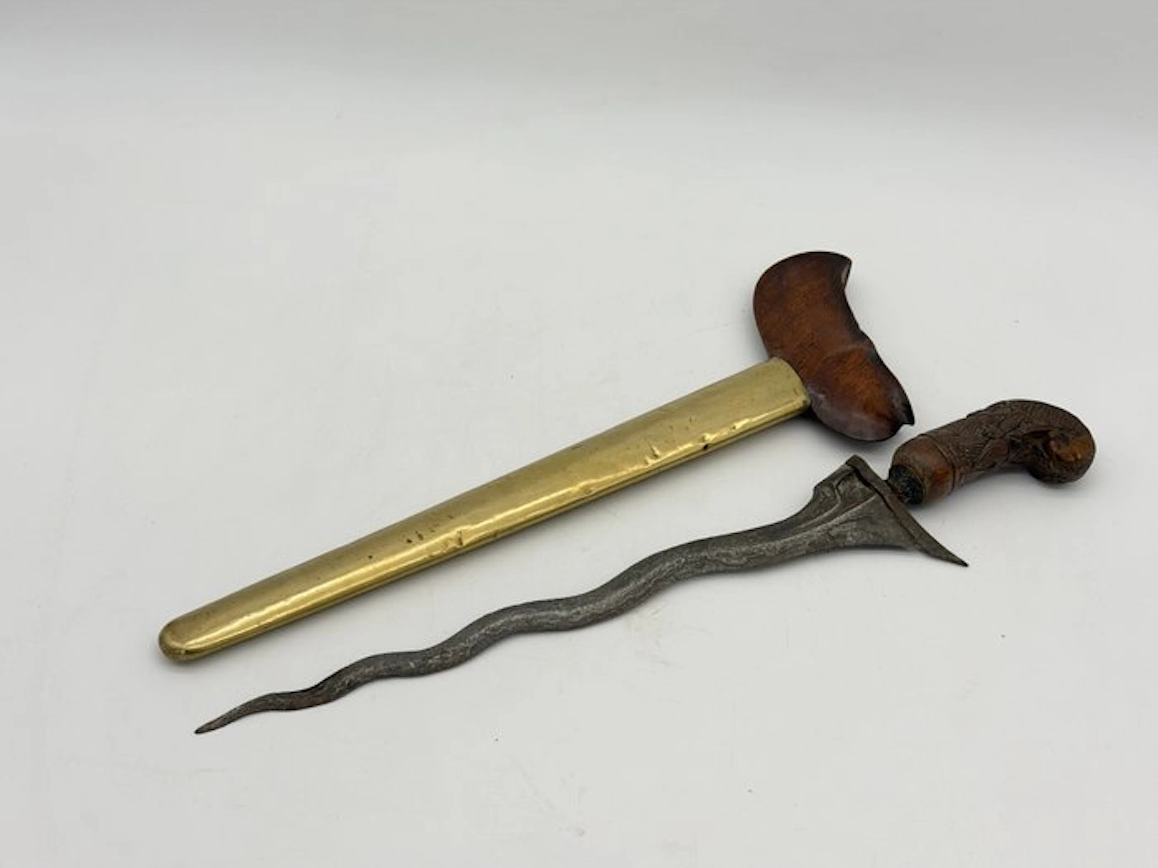 Dagger - Javanese Keris (Keris Luk with Pendok)...