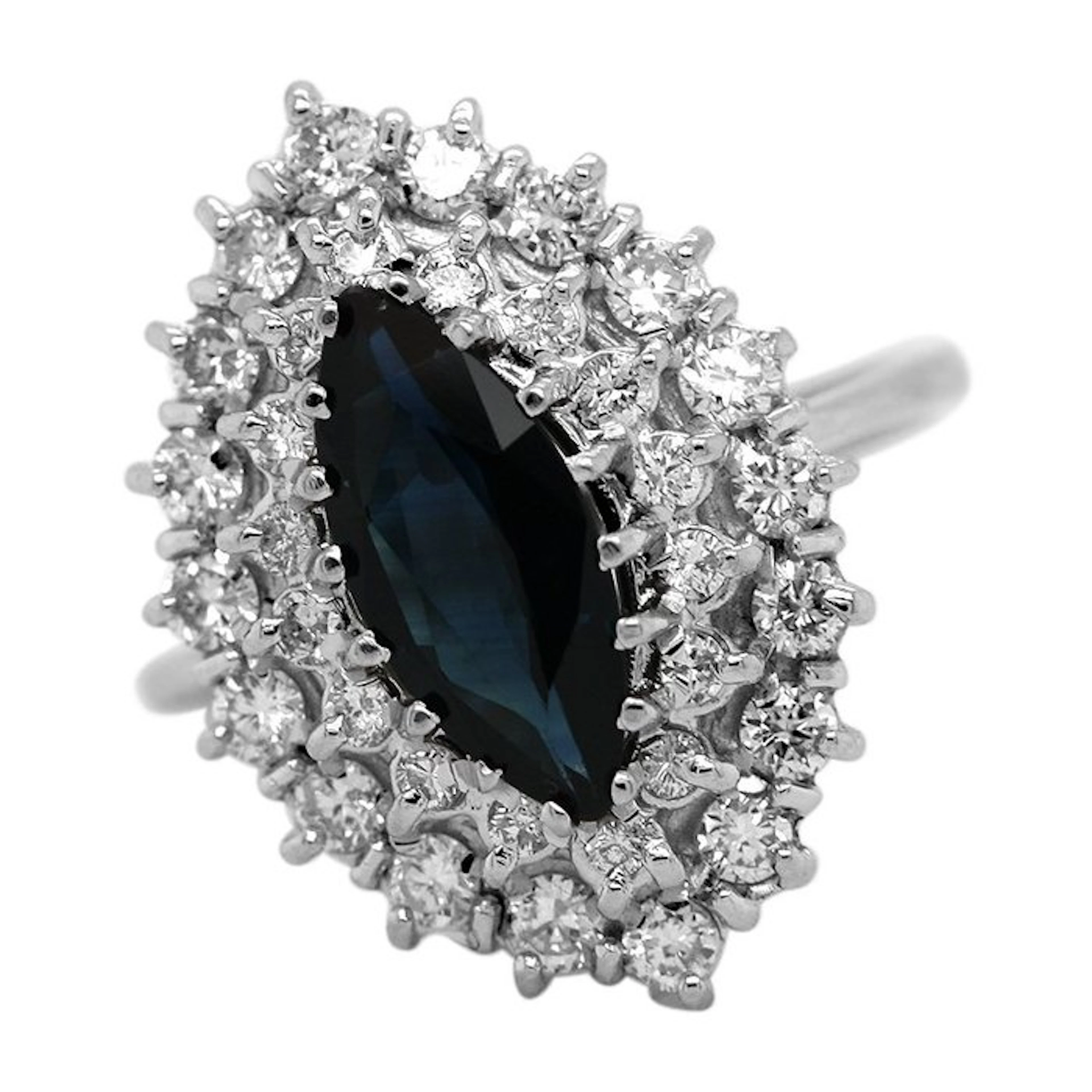 Ring - 18 kt. White gold Sapphire - Diamond