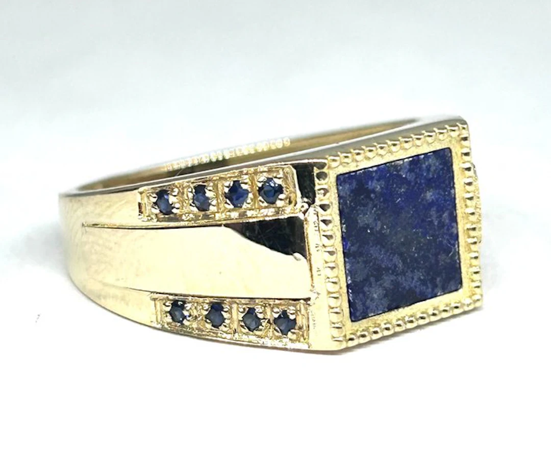 Ring - 18 kt. Yellow gold - 1.86ct. tw. Lapis lazuli - Sapphire