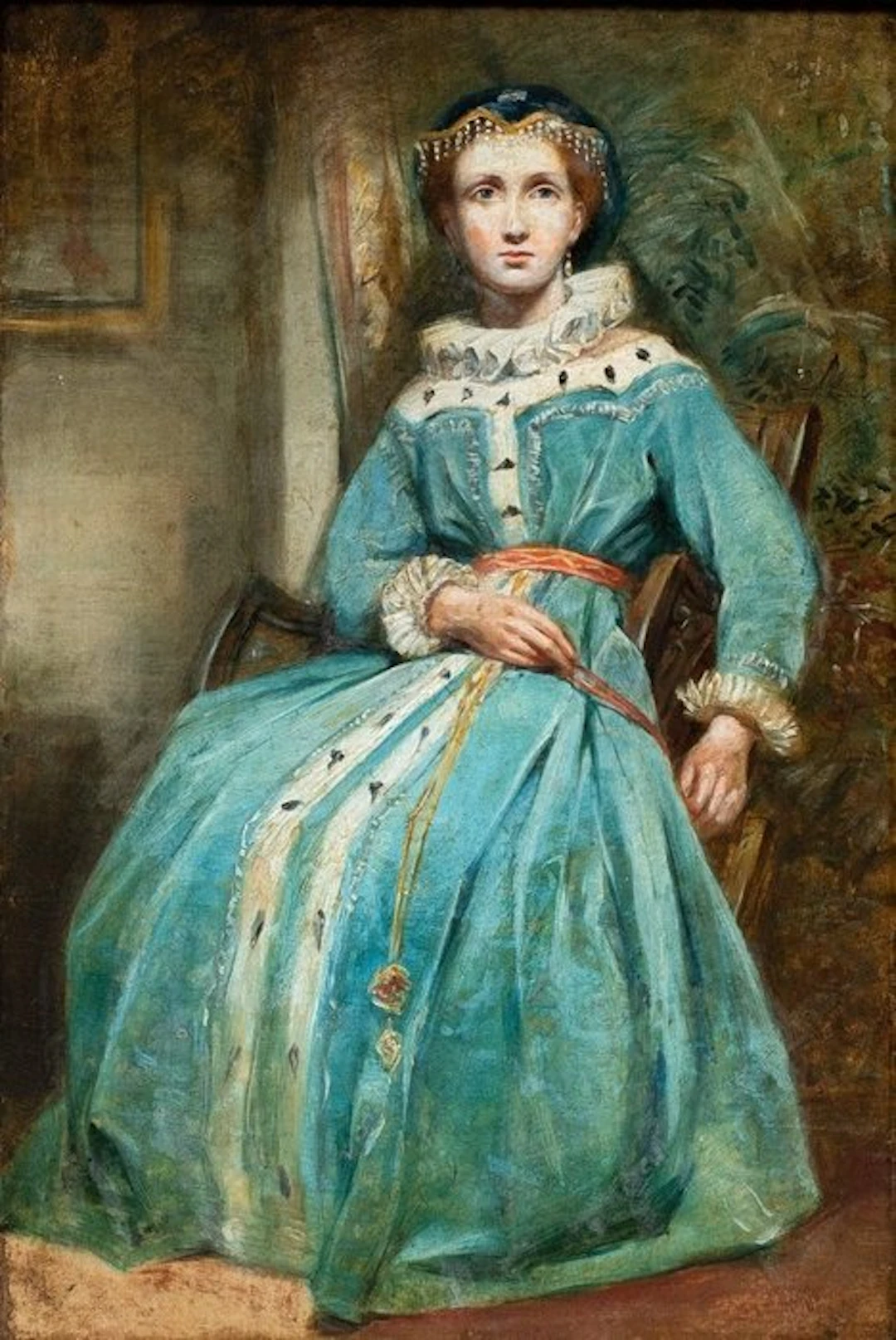 Romantic school (second half of XIX) - Portrait of a Lady in Medieval Costume