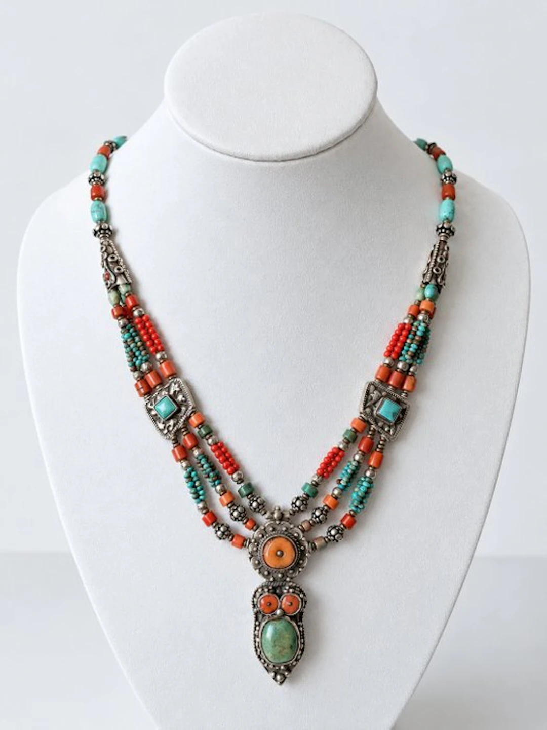 Nepalese multi-strand necklace - Silver - Nepal - 20th century