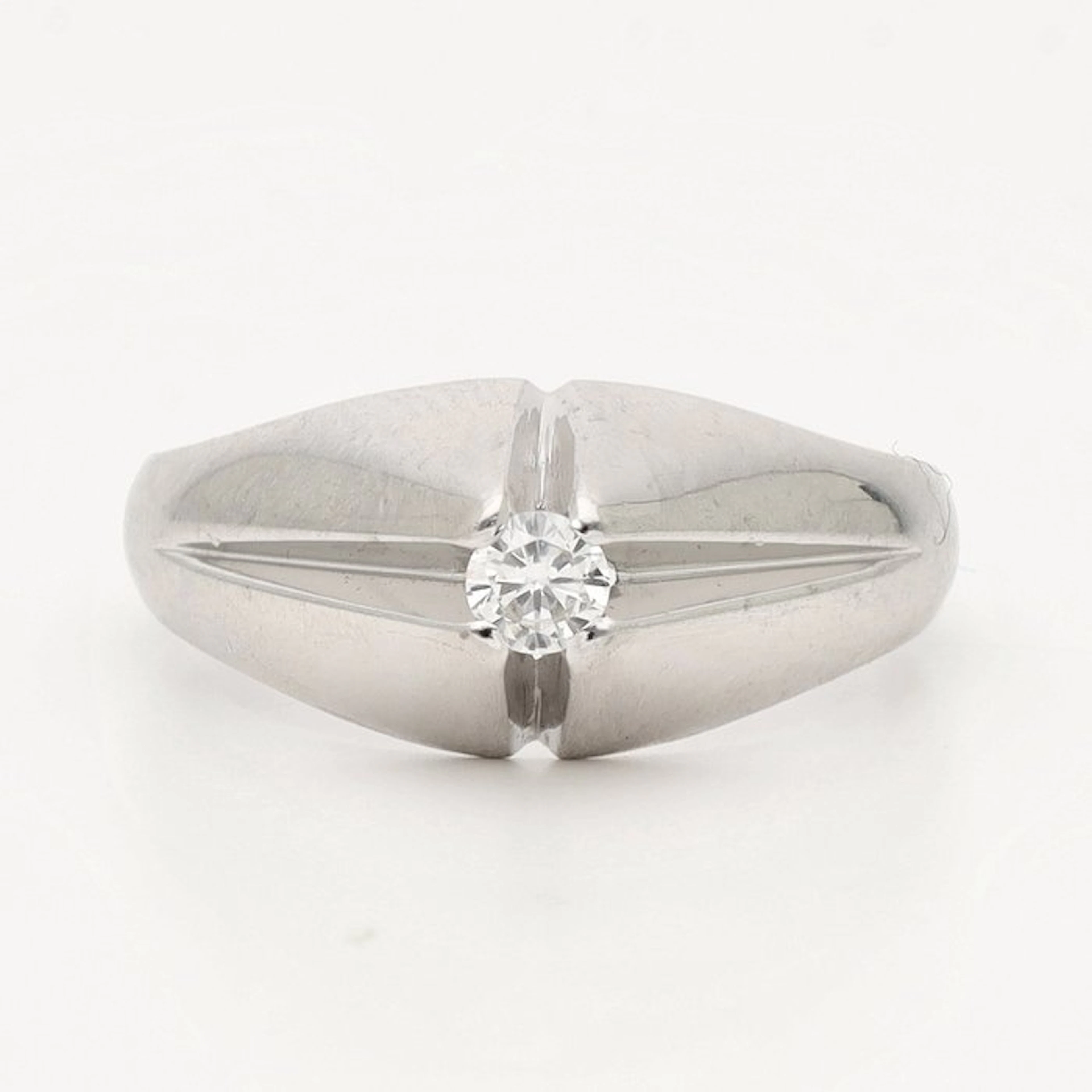Ring - 14 kt. White gold - 0.16ct. tw. Diamond (Natural)
