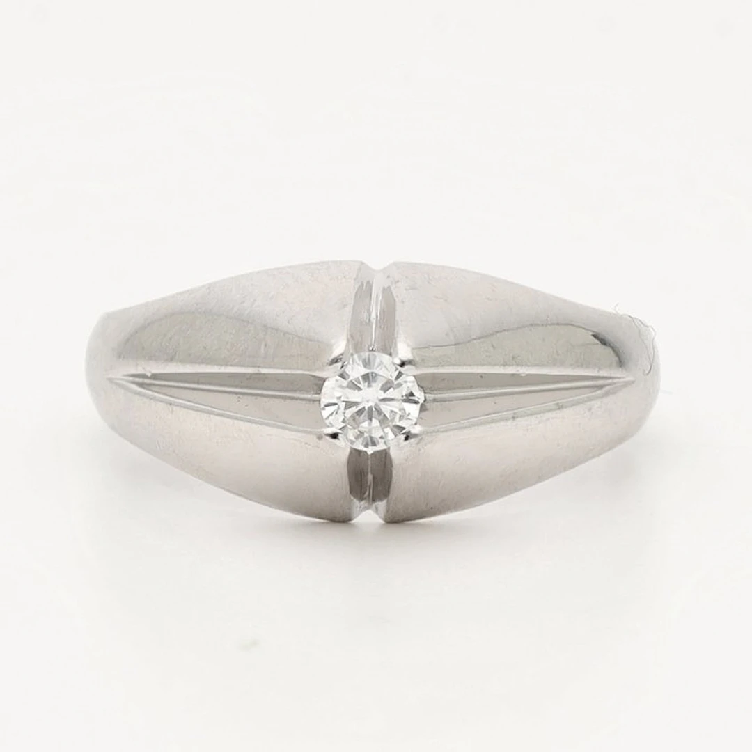 Ring - 14 kt. White gold - 0.16ct. tw. Diamond (Natural)