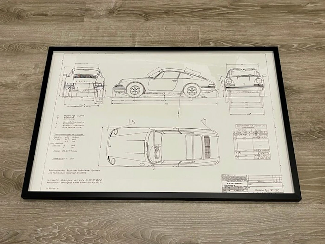 Porsche 911 - Technical Drawing - Frame - Design