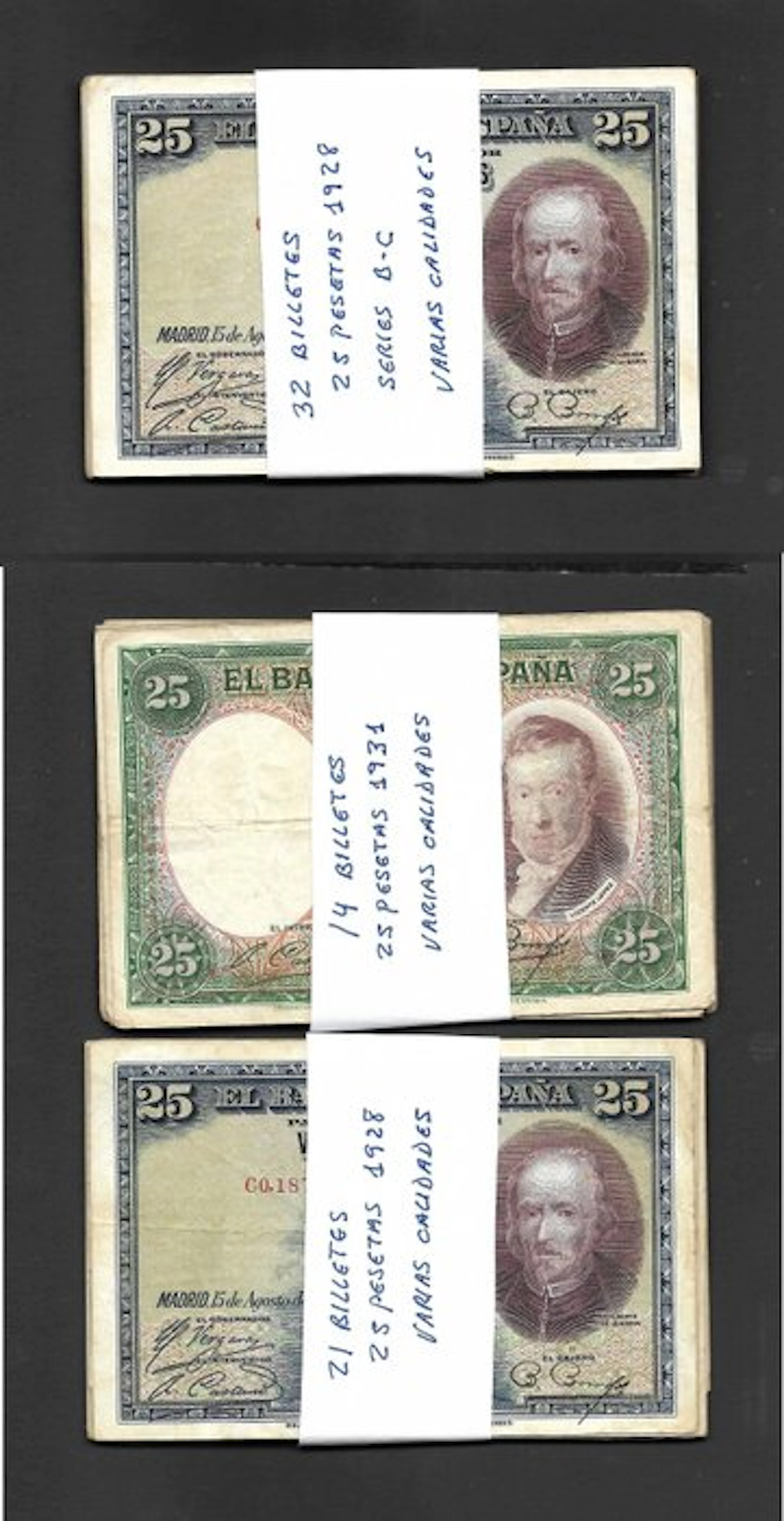Spain. - 67 x 25 Pesetas - 1928/1931 (No reserve price)