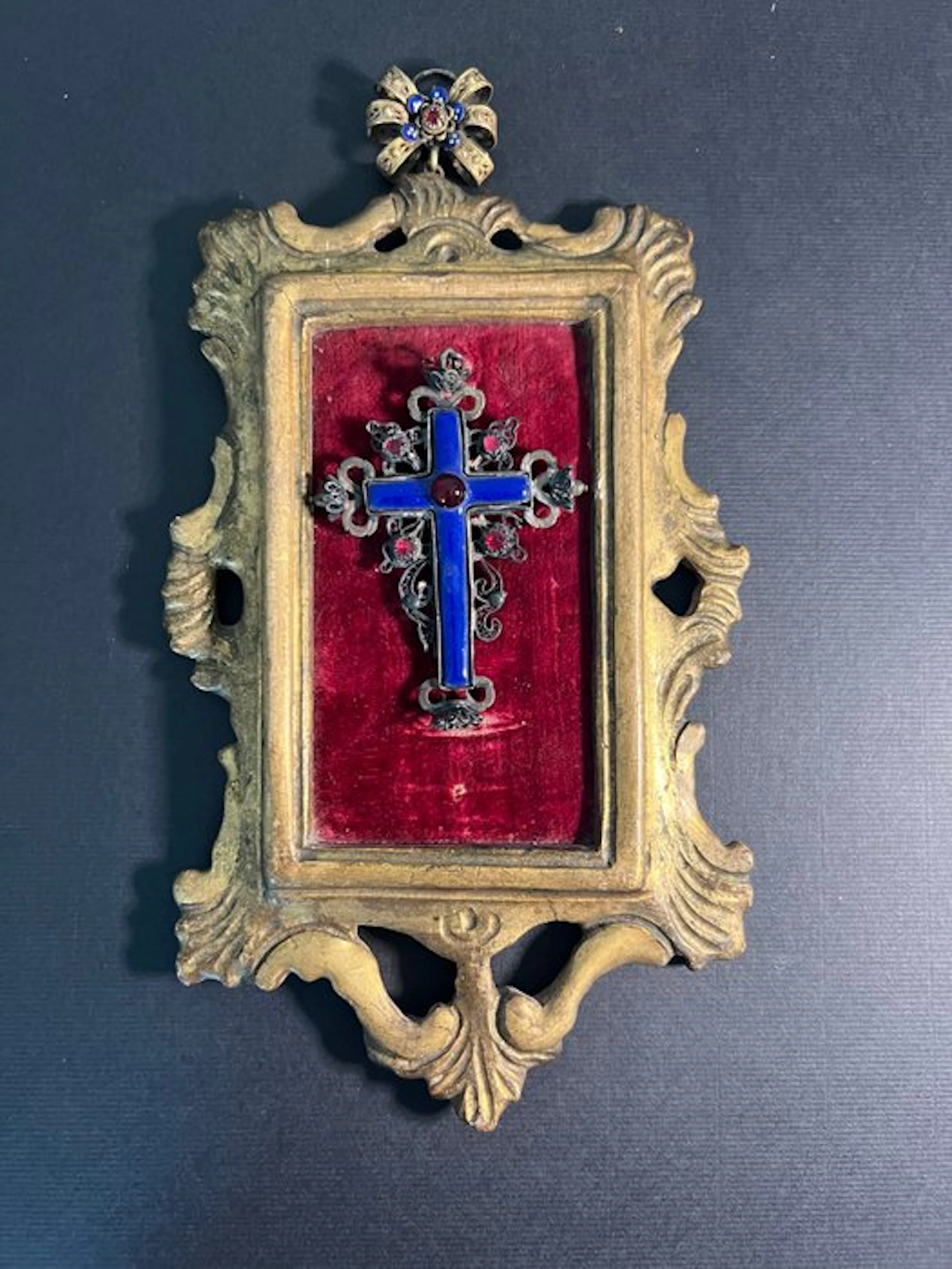 Cross - Wood, Enamel, Silver - 1750-1800 - Limoges cross pendant