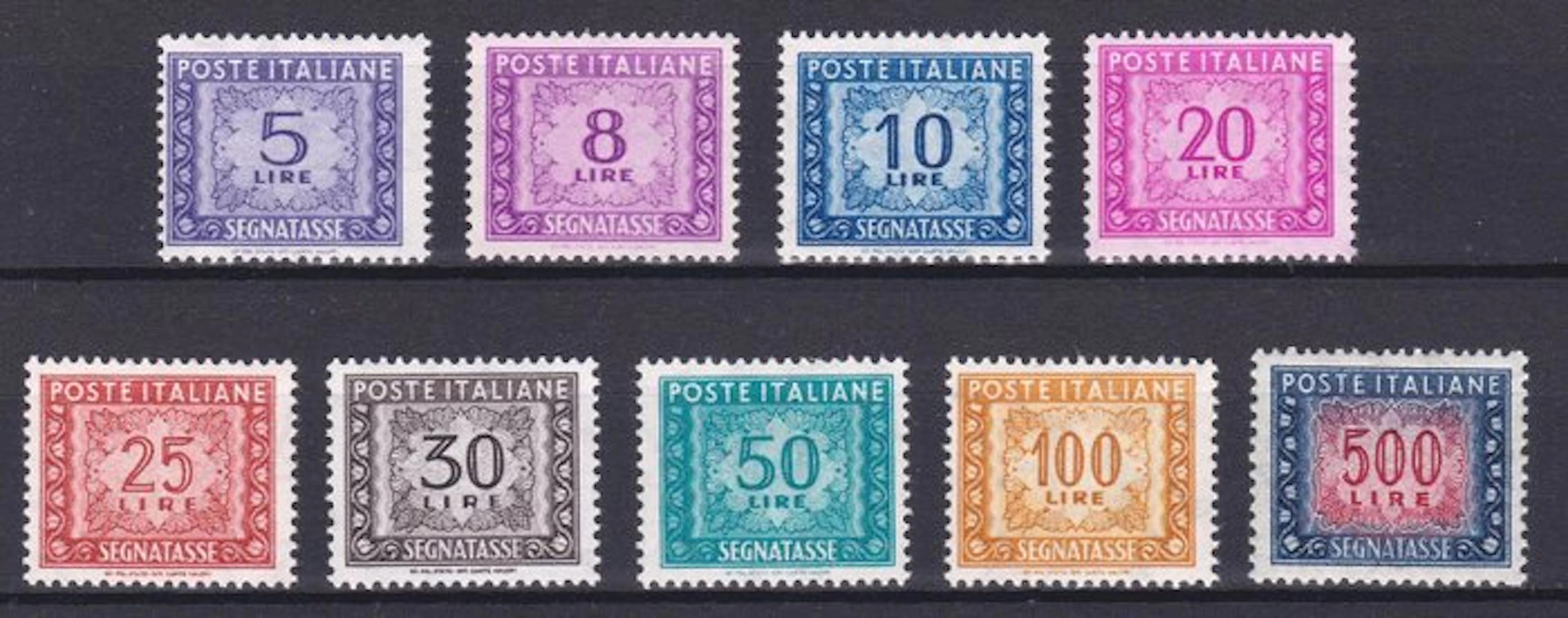 Italy 1955/1966 - “Segnatasse” Watermark Stars complete...