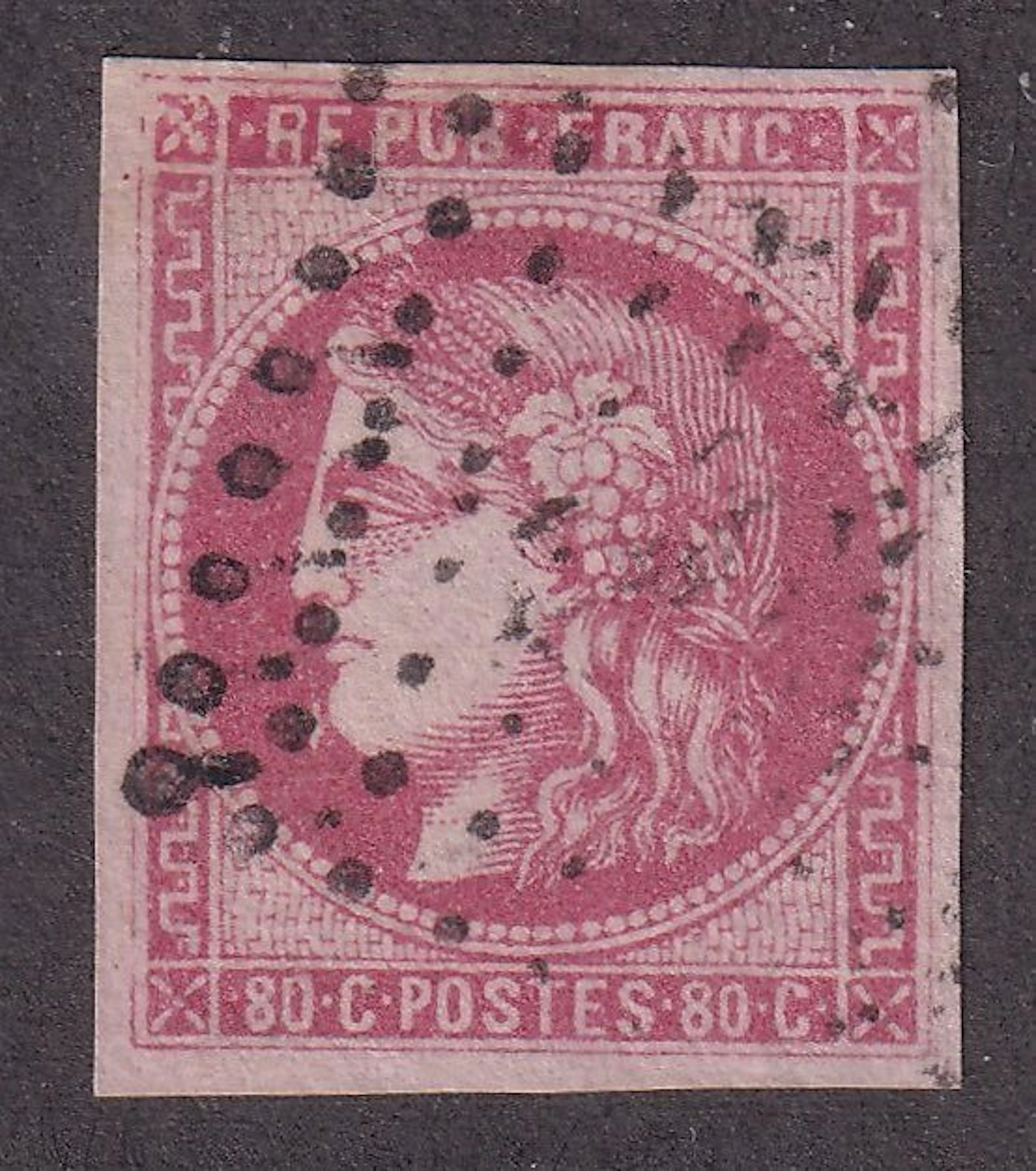 France - 80c rose - TB - Yvert n°49