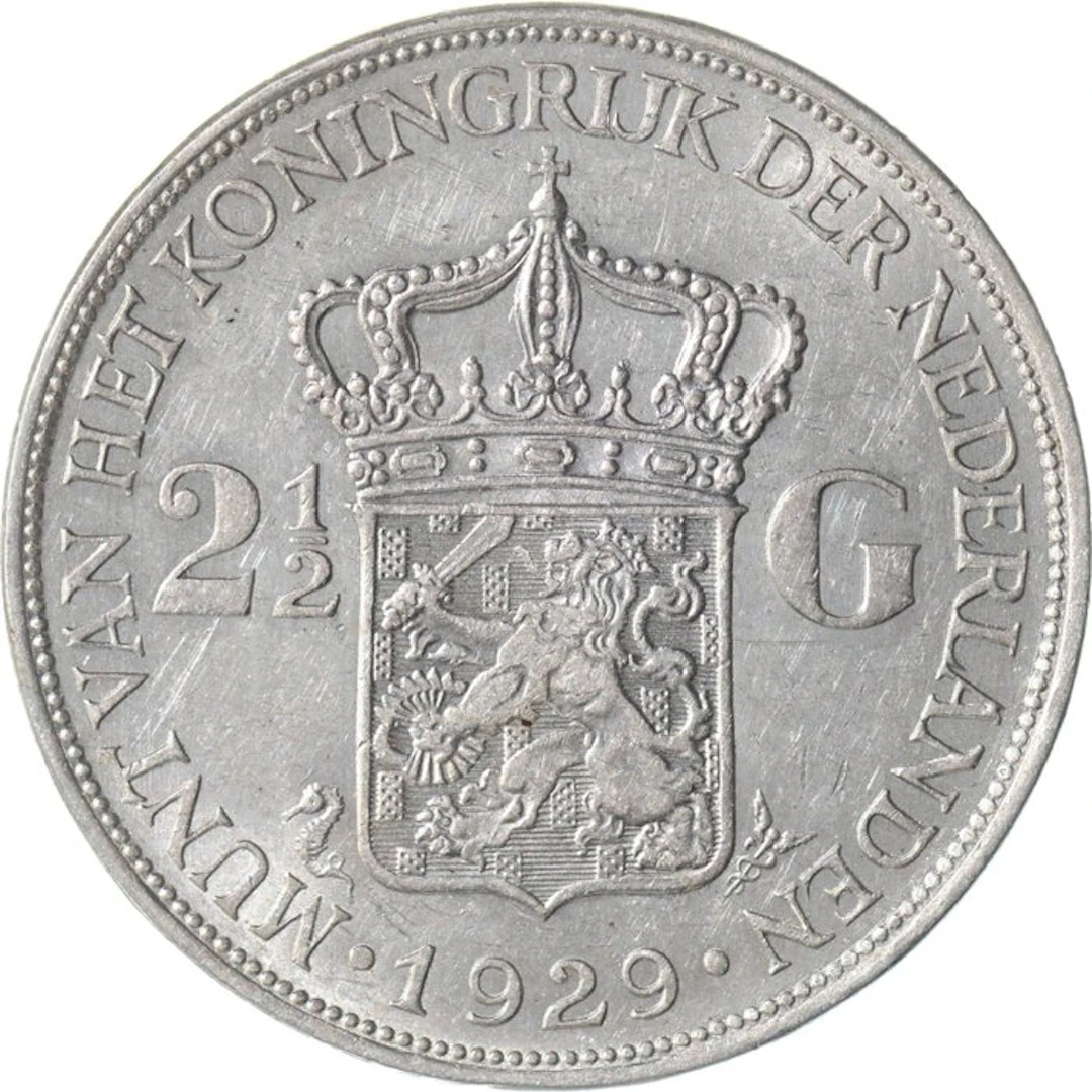 Netherlands. Wilhelmina. 2 1/2 Gulden 1929 (No reserve price)