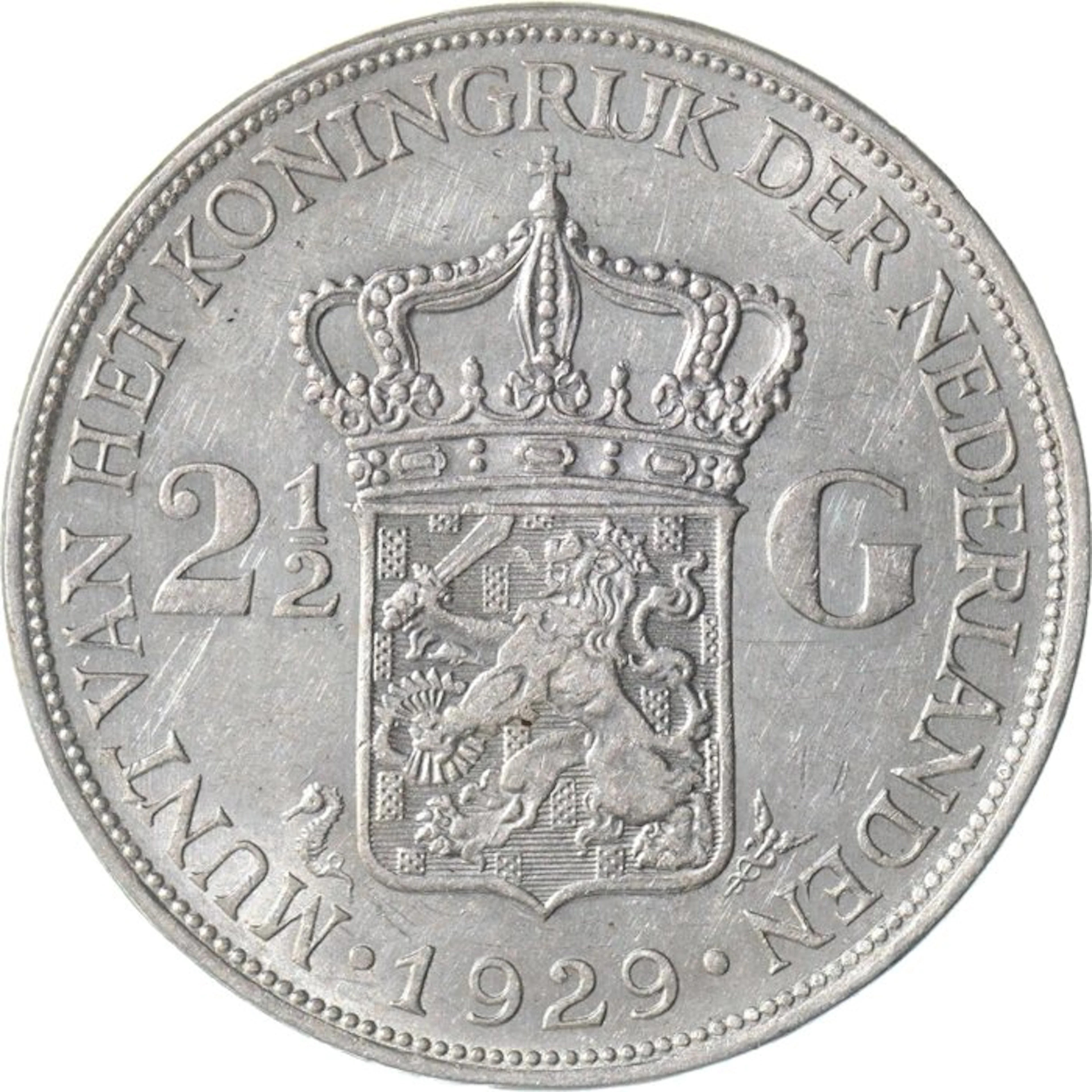 Netherlands. Wilhelmina. 2 1/2 Gulden 1929 (No reserve price)