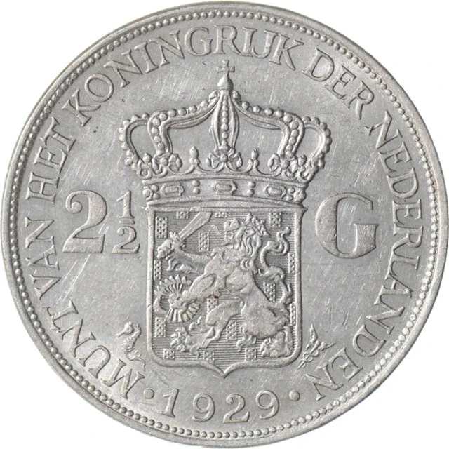 Netherlands. Wilhelmina. 2 1/2 Gulden 1929 (No reserve price)