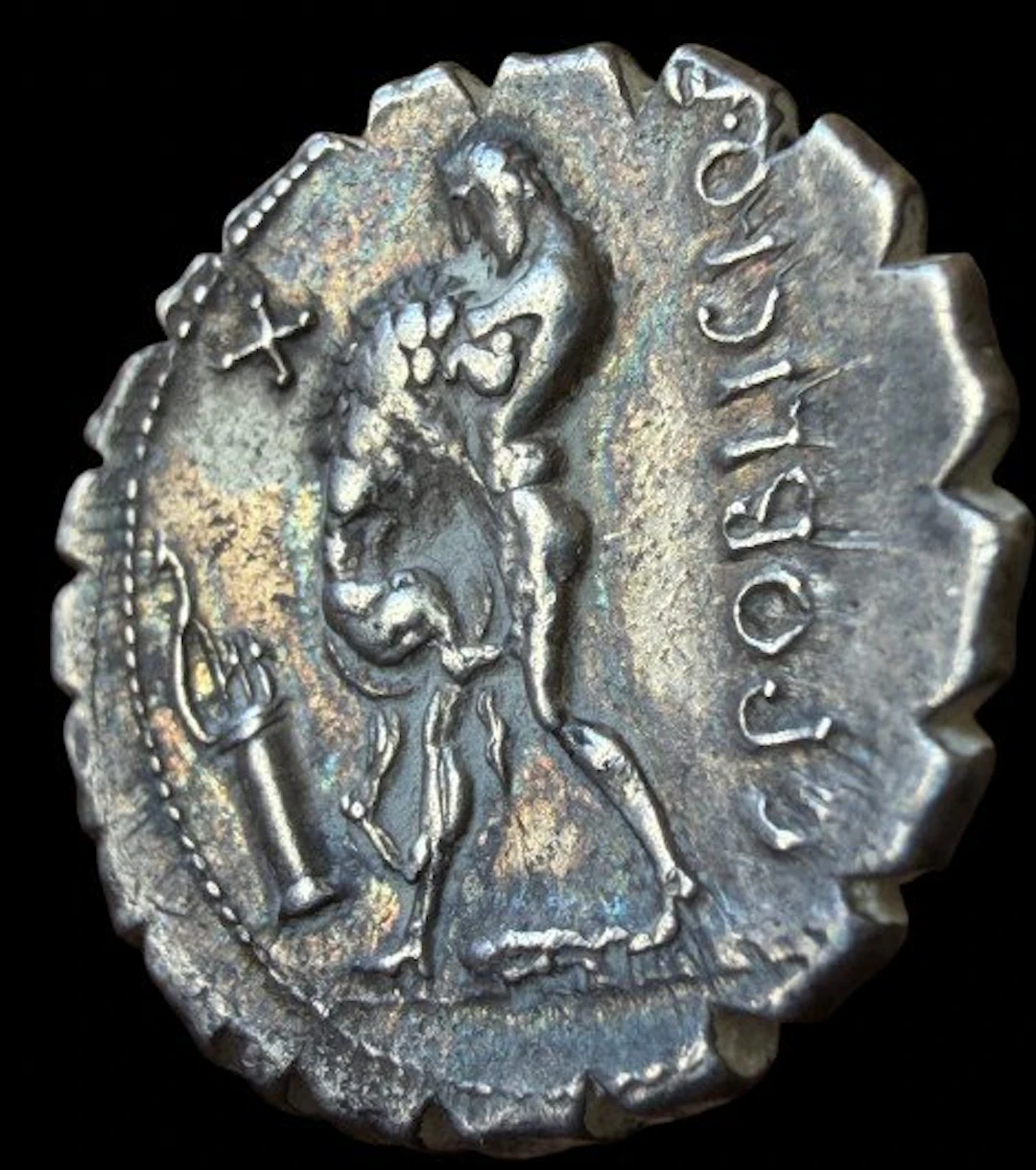 Roman Republic. C. Poblicius Q.f., 80 BC. Denarius serratus Rome