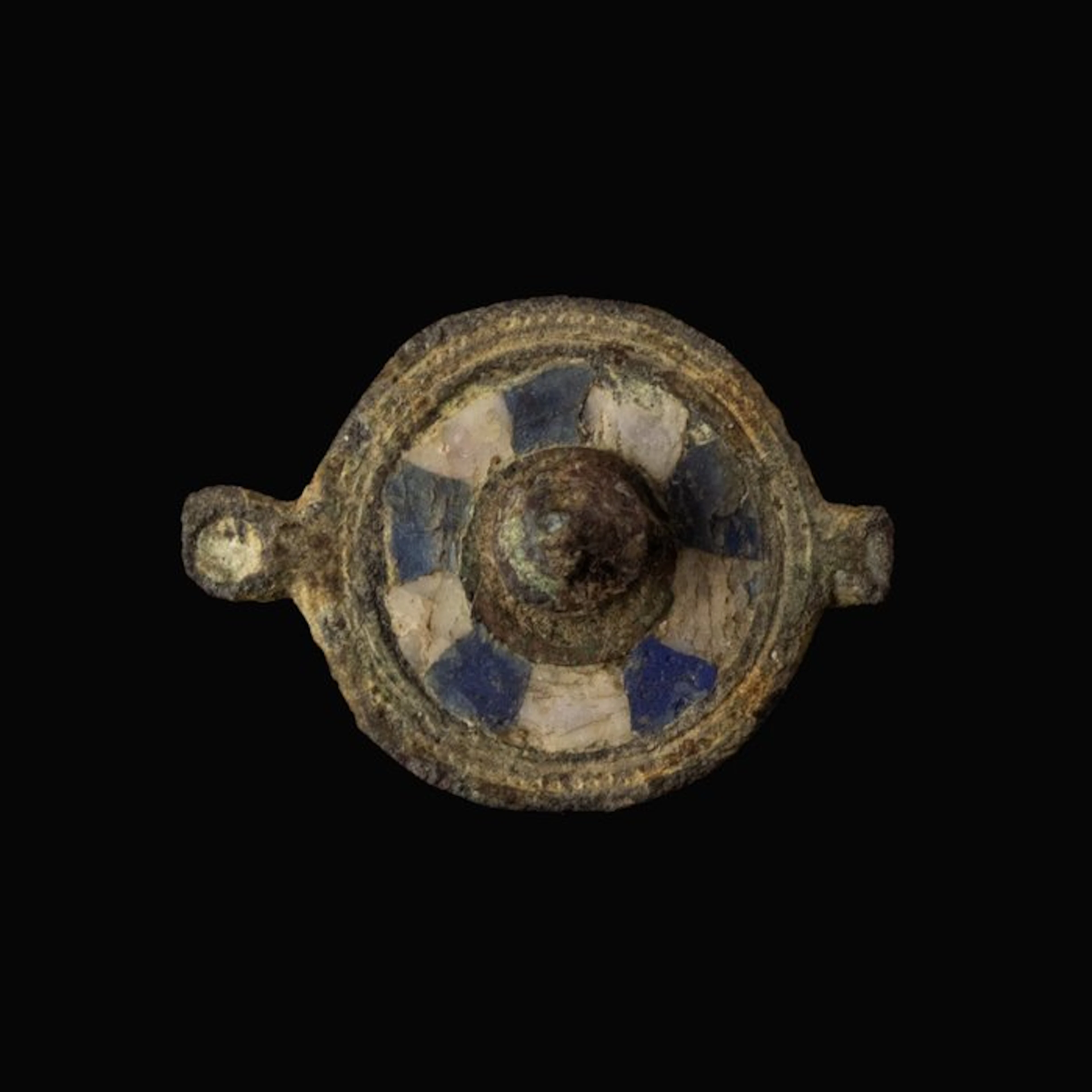 Ancient Roman Enamelled Disc Fibula - Brooch