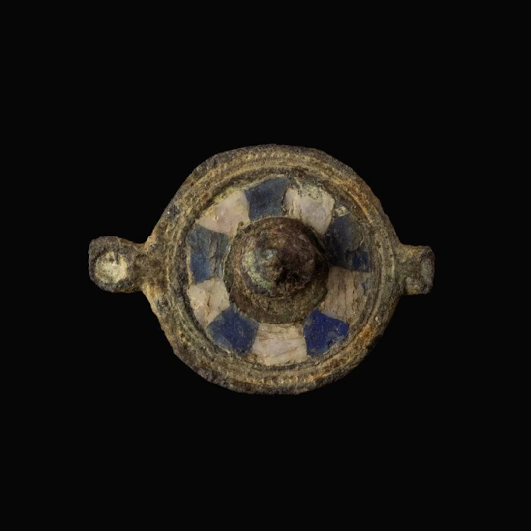 Ancient Roman Enamelled Disc Fibula - Brooch