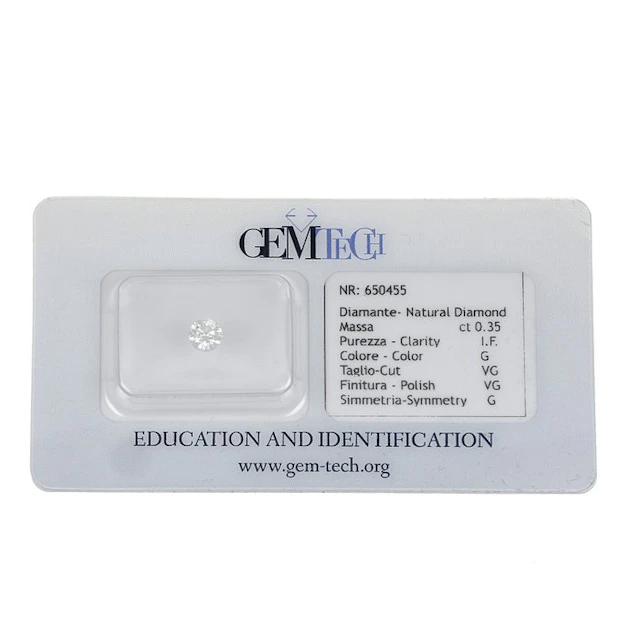 1 pcs Diamond (Natural) - 0.35 ct - Round - G - IF...