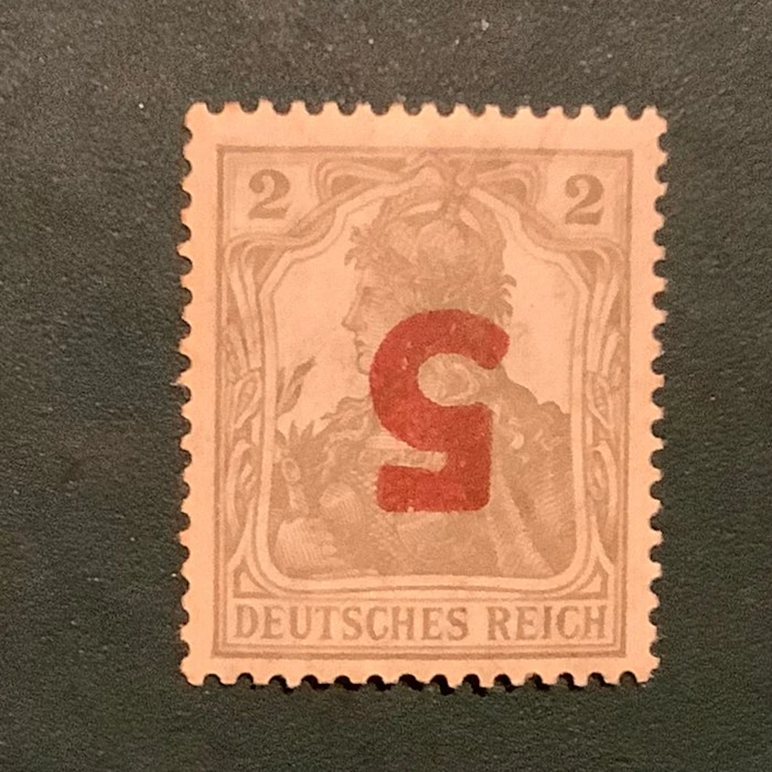 Poland 1919 - Germania stamp with kopstzande imprint 5...