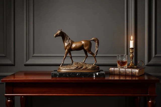 JP Depose - Nick - Sculpture, The Arab Horse - 22 cm - Bronze, Marble