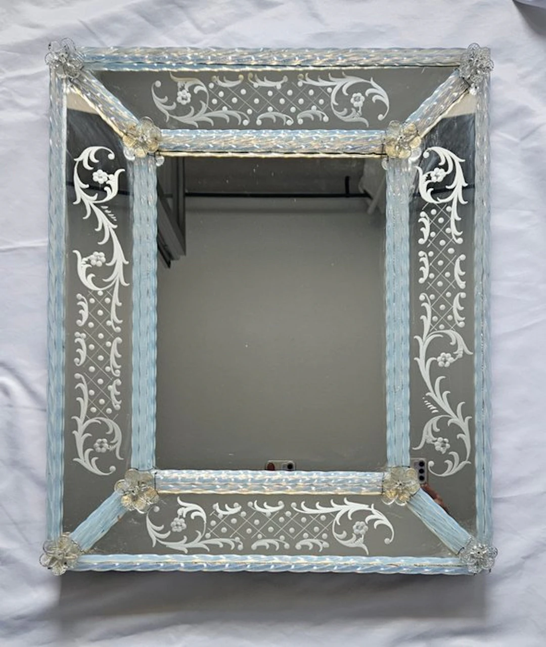 Wall mirror- Venetian Murano silent wall mirrors with flowers - Graniver