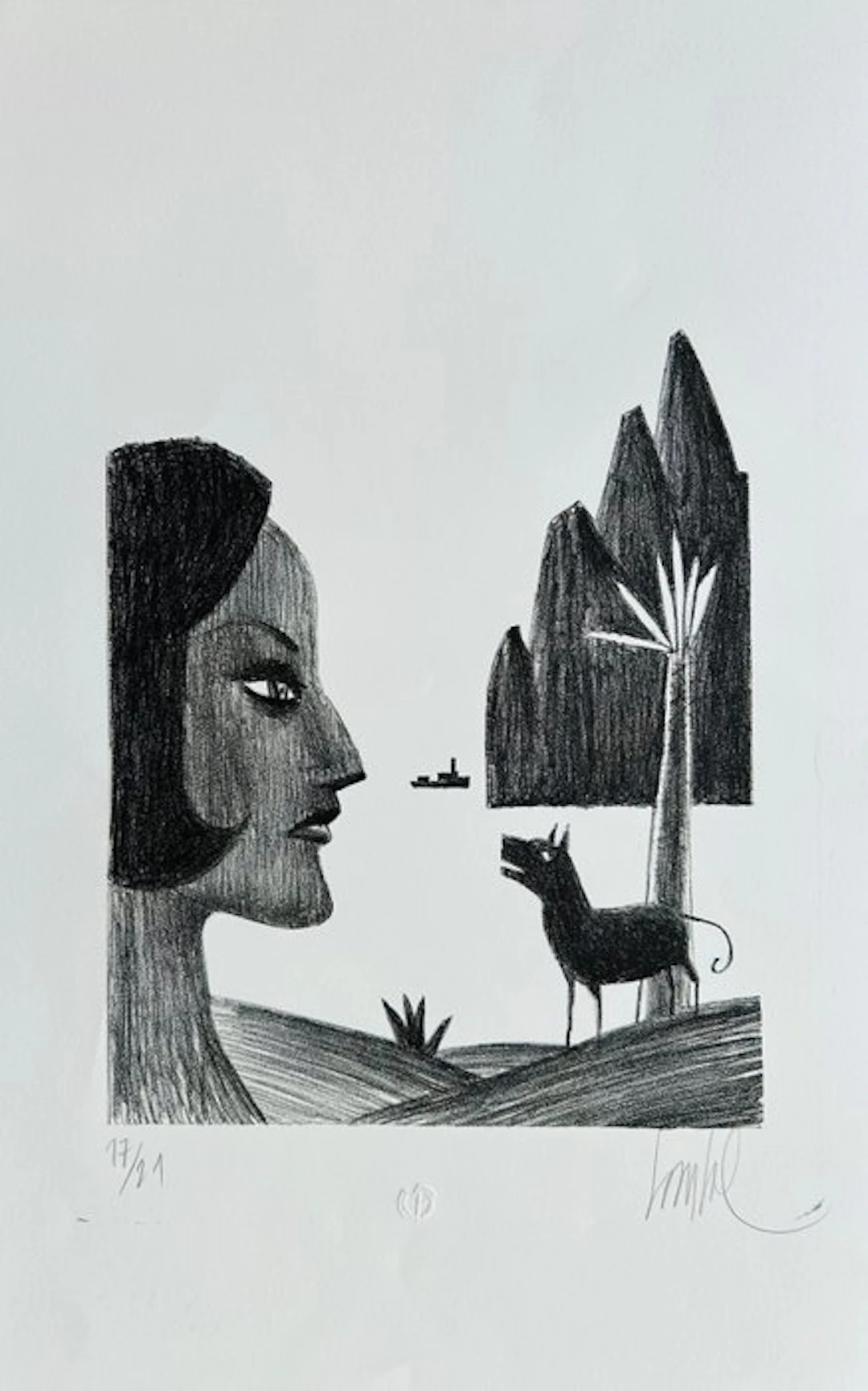 Loustal - La Femme au chien - 1 Lithography - Limited edition - 2015