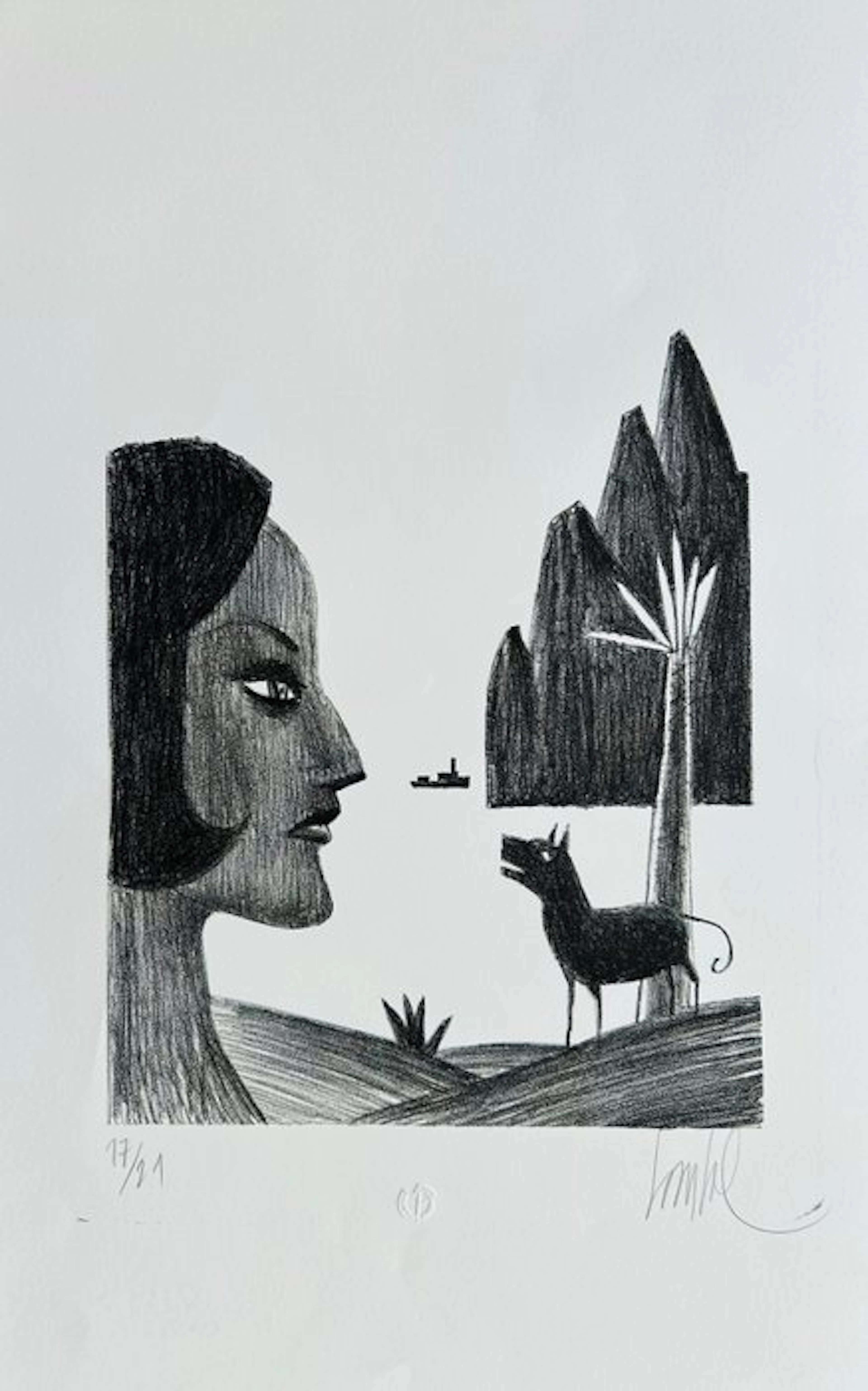 Loustal - La Femme au chien - 1 Lithography - Limited edition - 2015