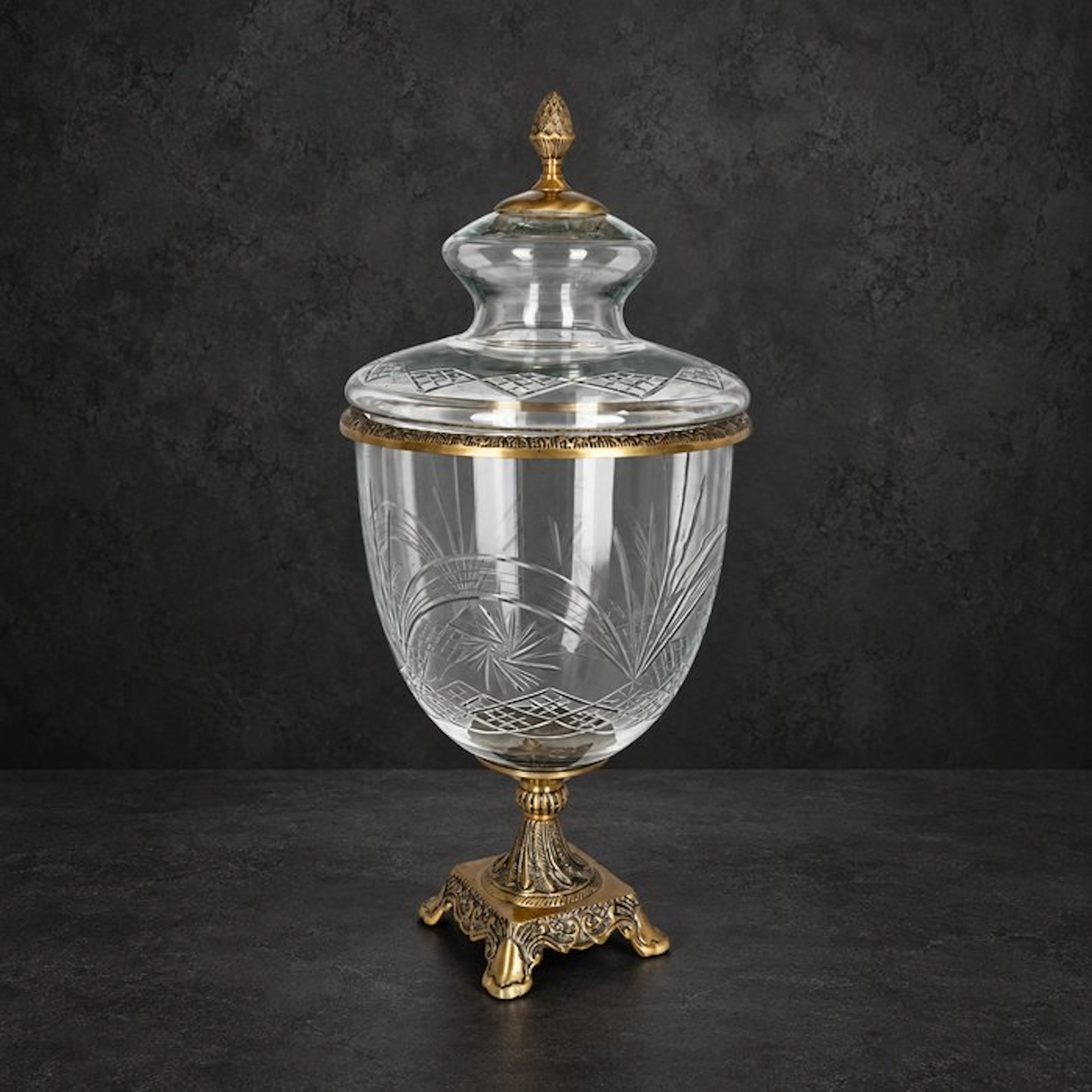Platter - Glass, Brass