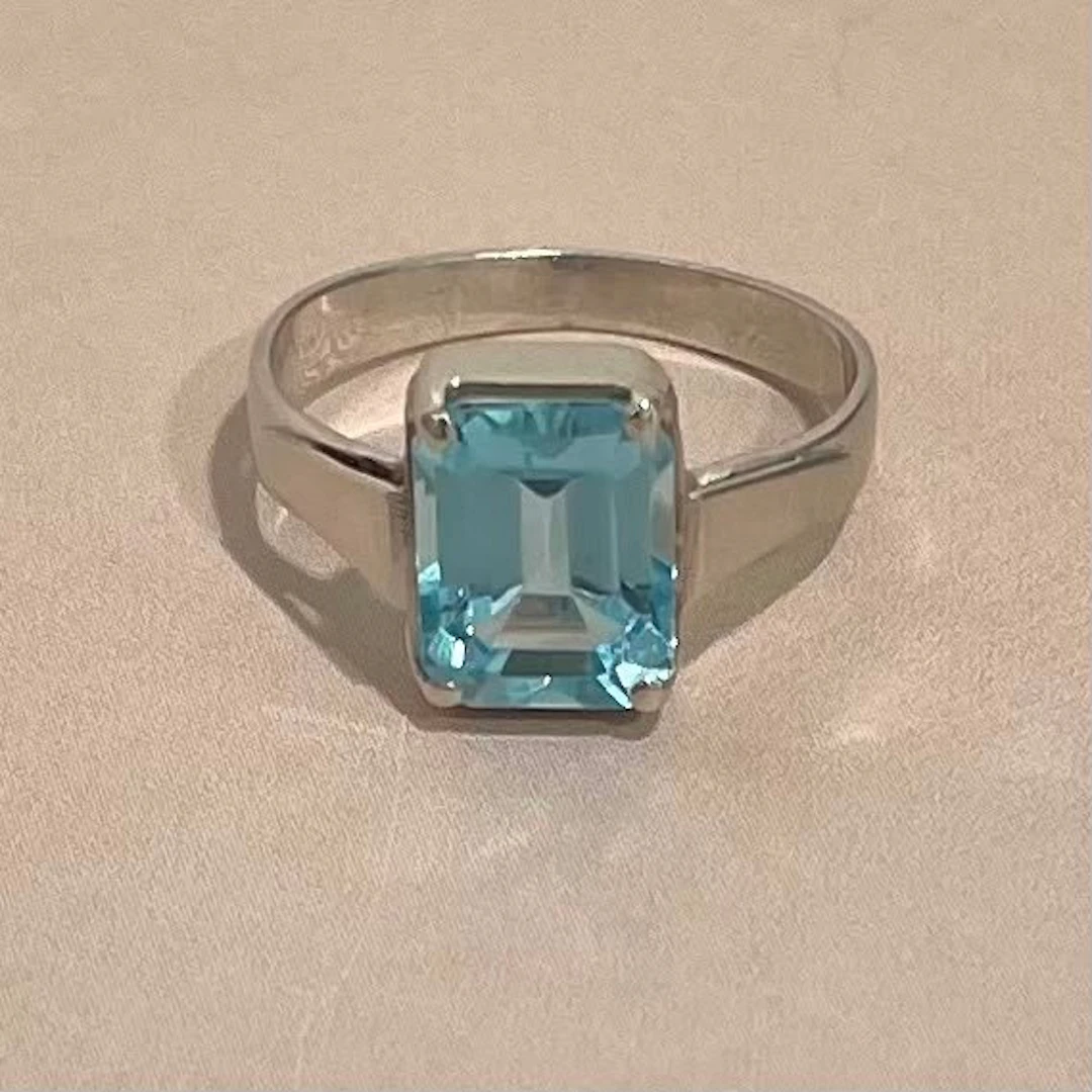 Ring - 18 kt. White gold Aquamarine - Handmade ring