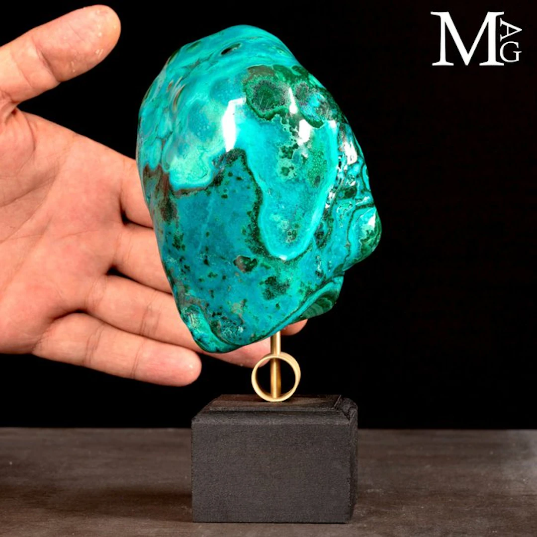 Vibrant Malachite with Chrysocolla Aesthetic Freeform...