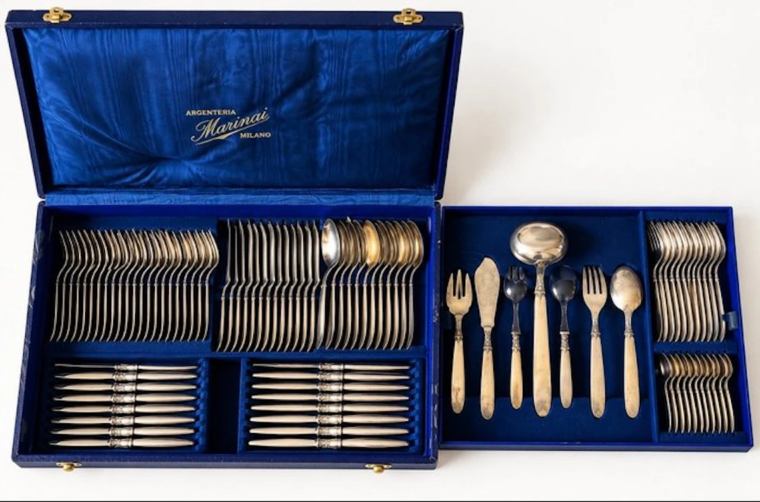 Cutlery set for 12 (106) - .800 silver - 800 silver - Clementi 1 BO