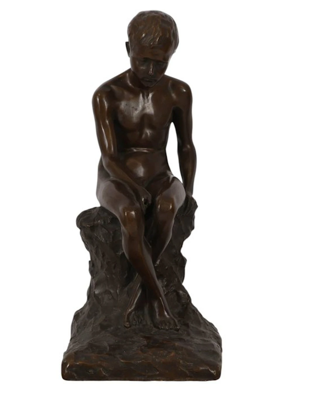 Rachel van Dantzig (1878-1949) - Sculpture, Zittende jongen - 36 cm - Bronze