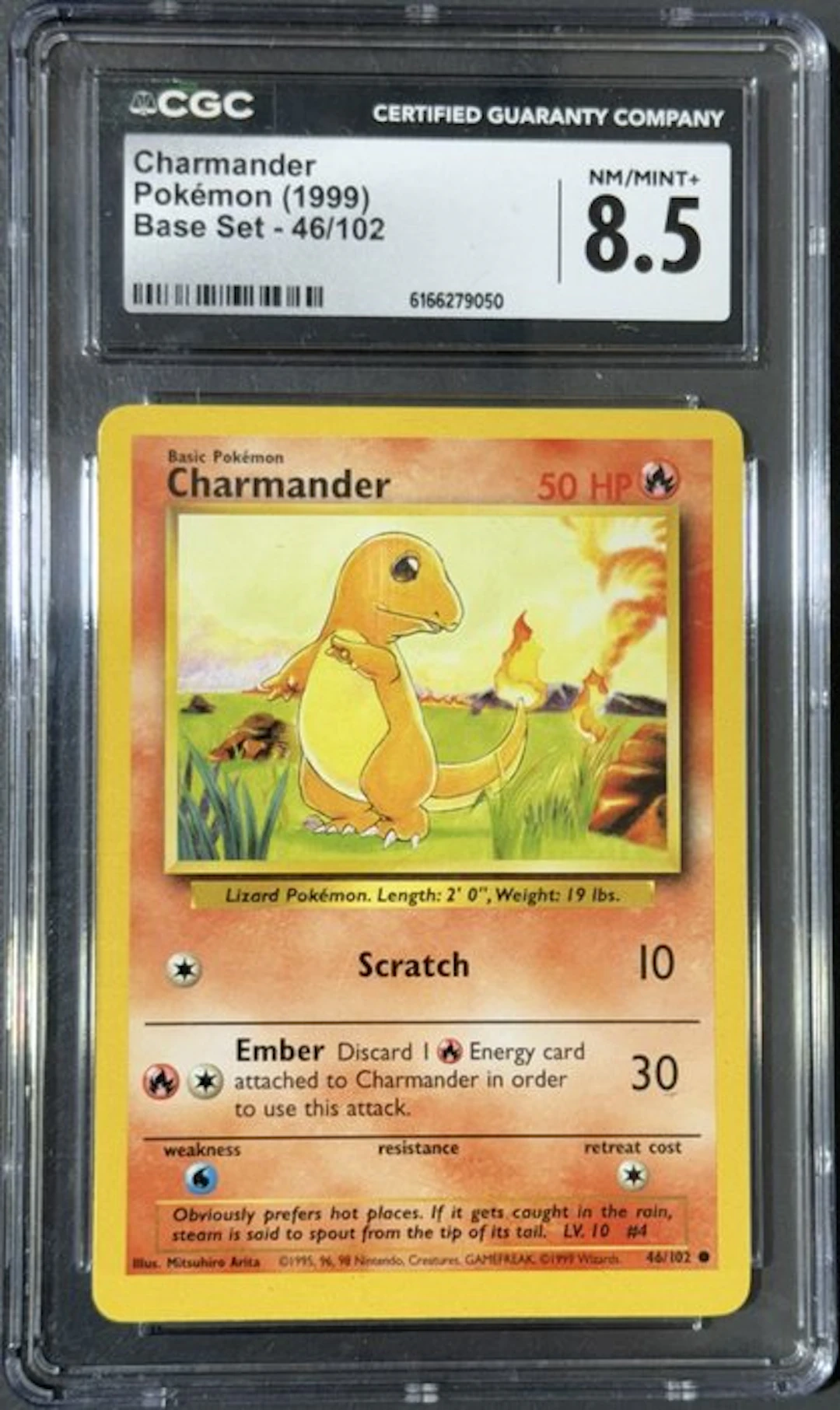 Pokémon - 1 Graded card - Charmander, Base Set (1999) - CGC 8.5