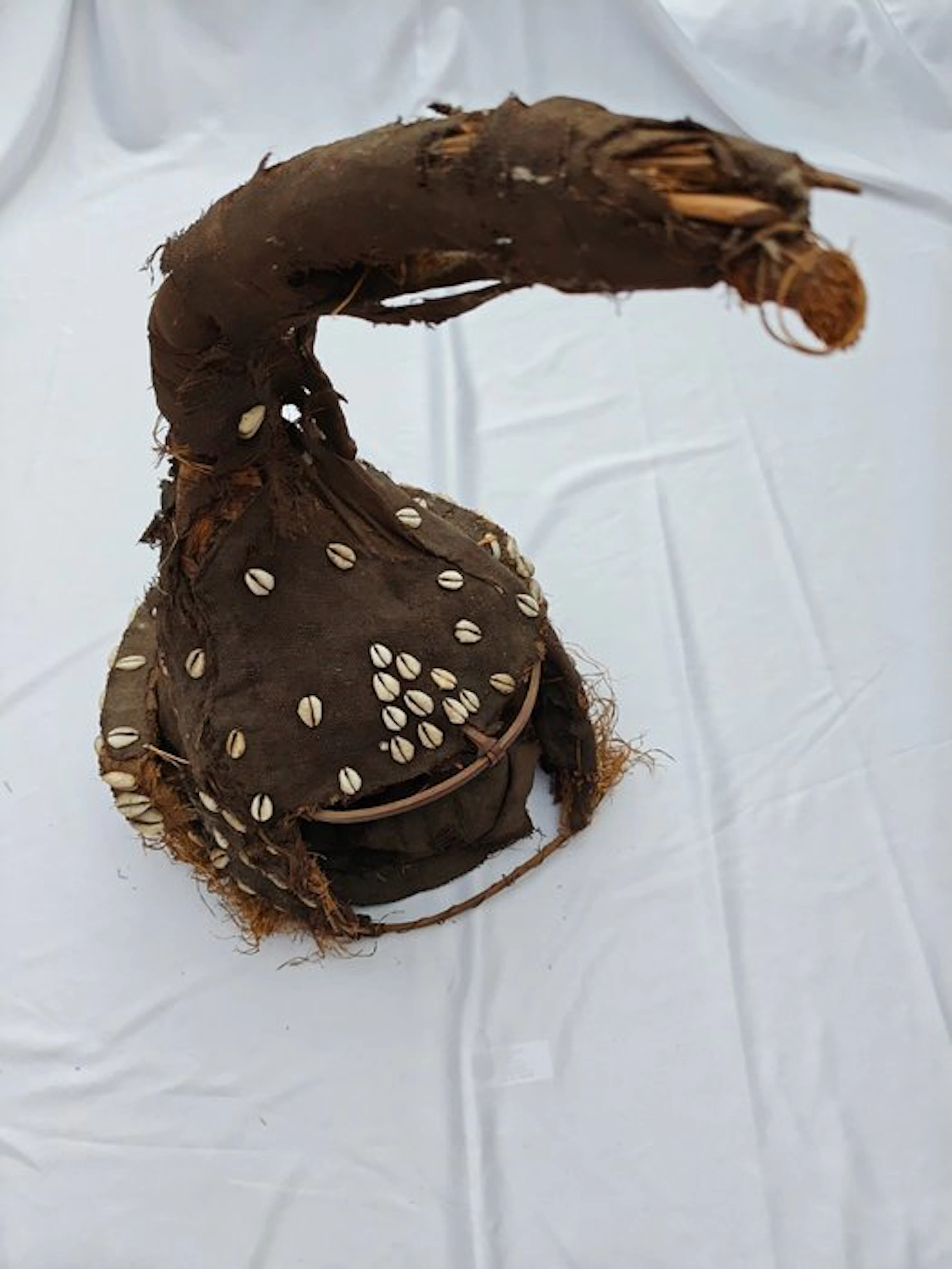 Rare ritual helmet hood / mask attachment of the Komo society – Bamana (Bamana)