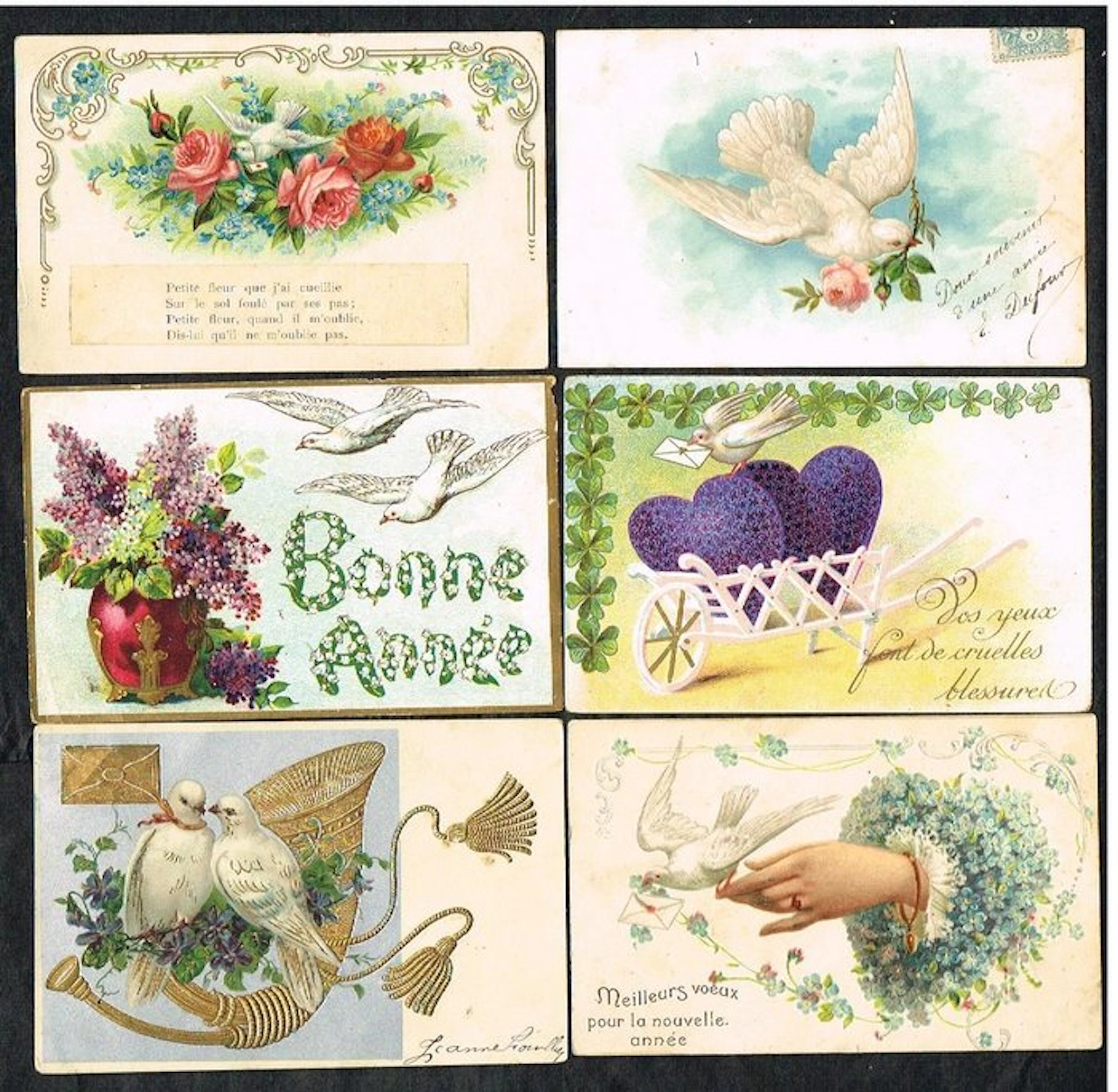 Various wishes represented by doves (Symbol of Peace)...
