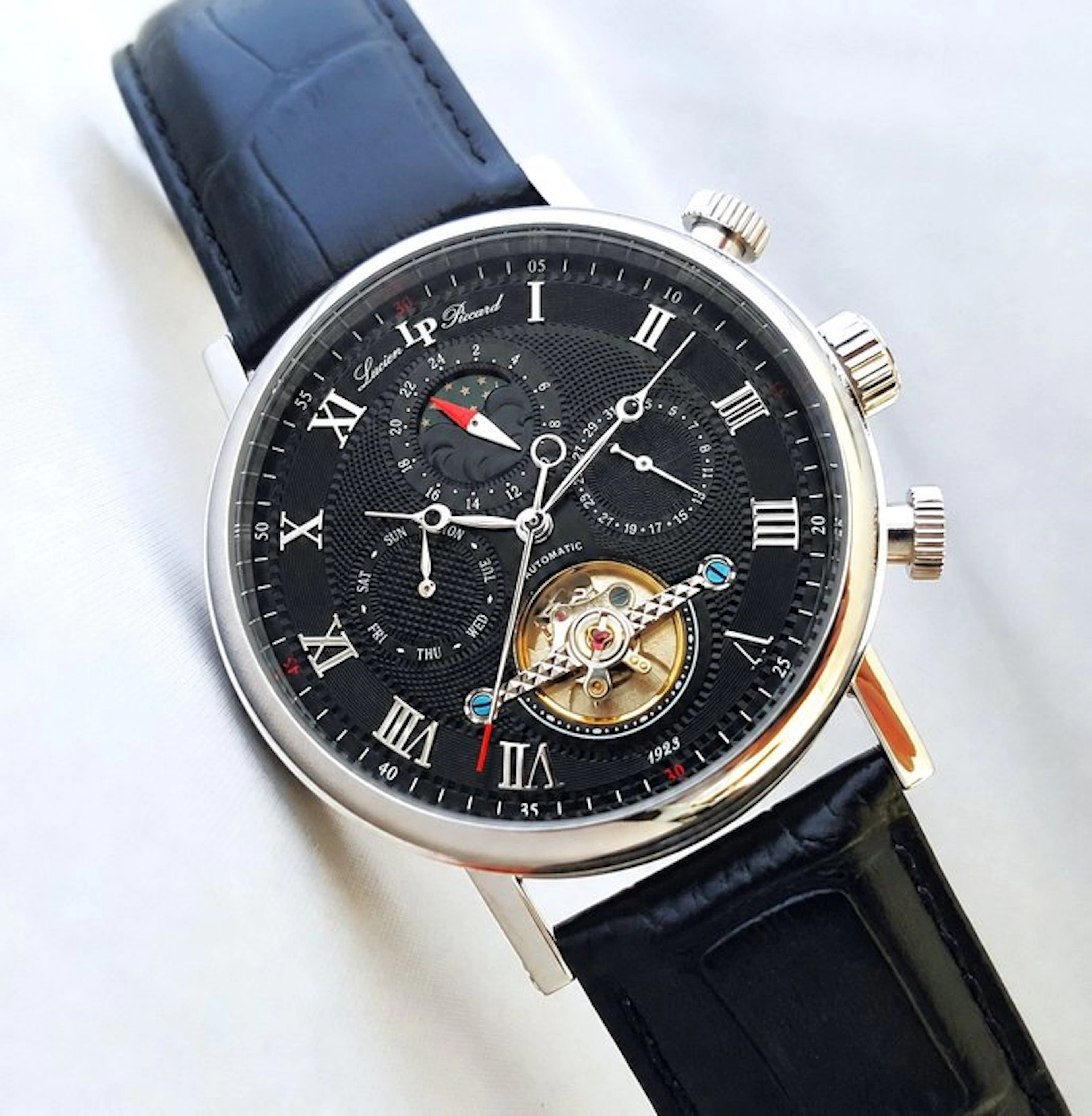 Lucien Piccard - Automatic - Calendar - Moon Sun - Open Heart - New