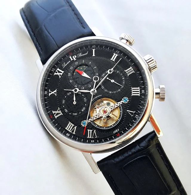 Lucien Piccard - Automatic - Calendar - Moon Sun - Open Heart - New