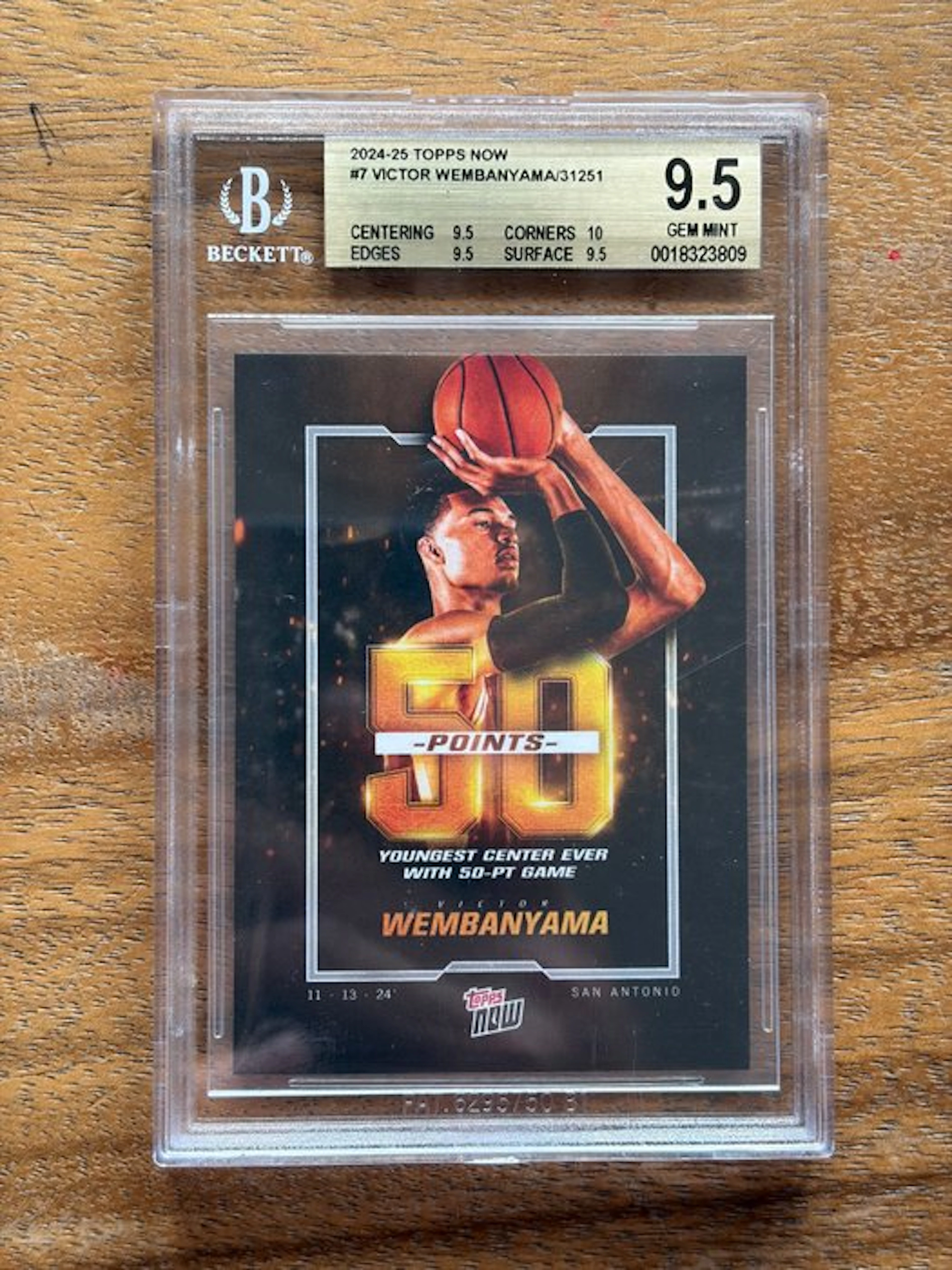 2024/25 Topps Topps Now Victor Wembanyama 7 Graded card...