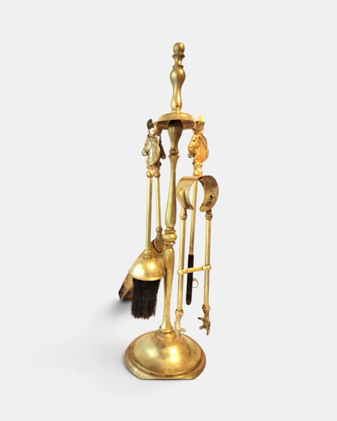 Fireplace accessory (5) - Horses - Brass - Valet genuine bronze